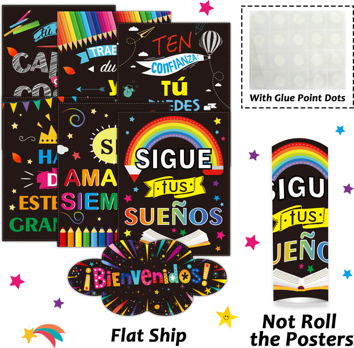 7 Pieces Bienvenidos Sign Spanish Posters Spanish Inspirational Posters