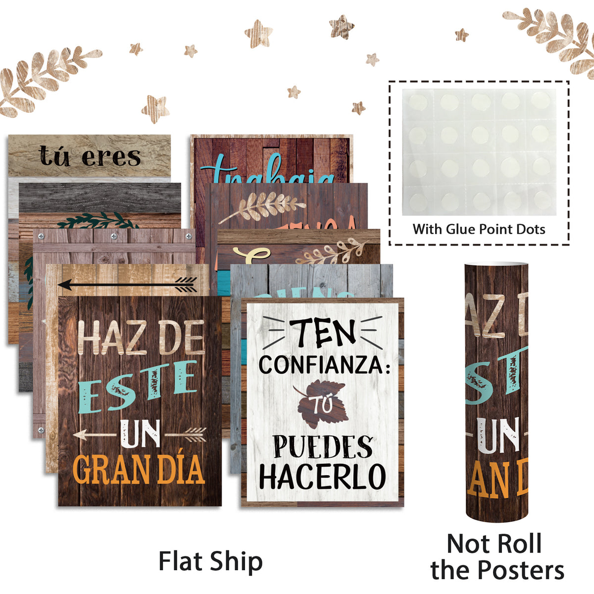 21 Pack Spanish Bienvenidos Inspirational Posters Spanish Classroom Decorations - Industrial Chic