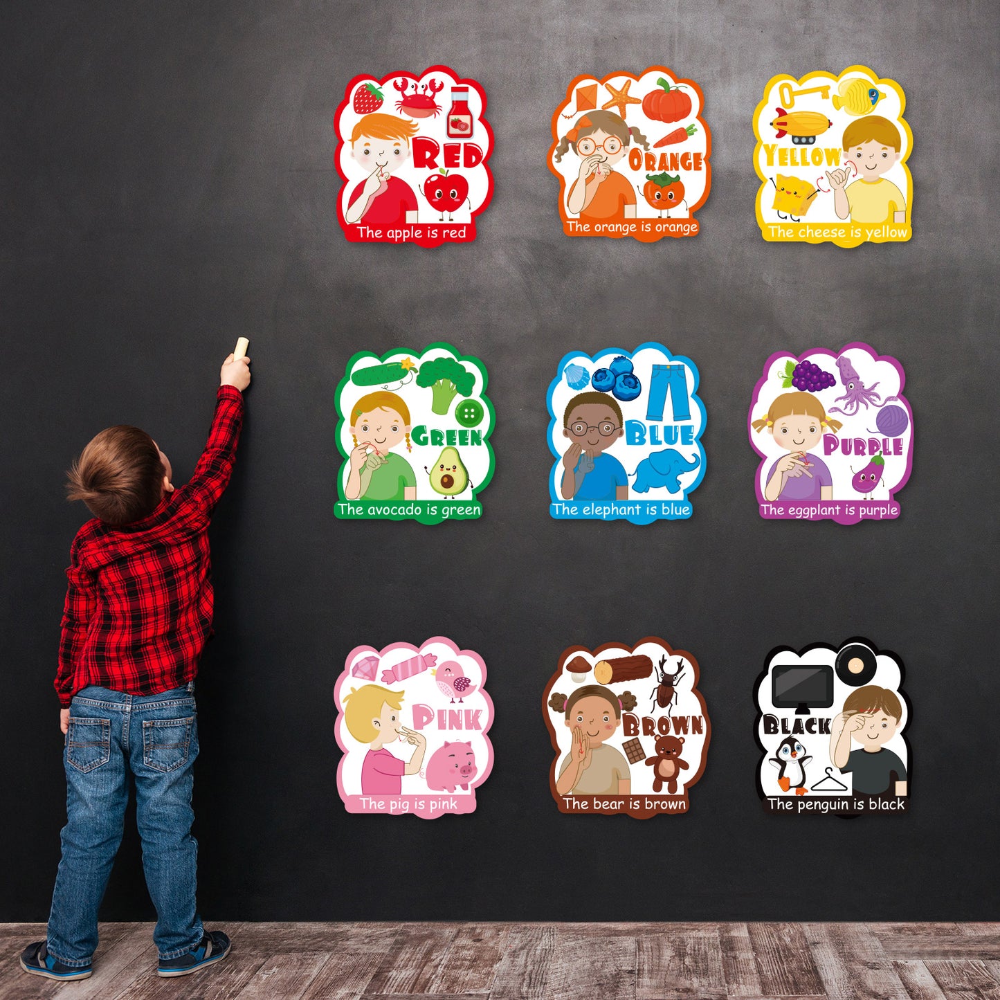 9 Pieces ASL Colour Posters Color Bulletin Board Set