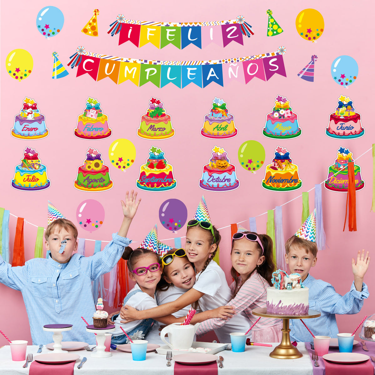 44 Pieces Spanish Happy Birthday Bulletin Board Set Birthday Bulletin Board Set Decorations