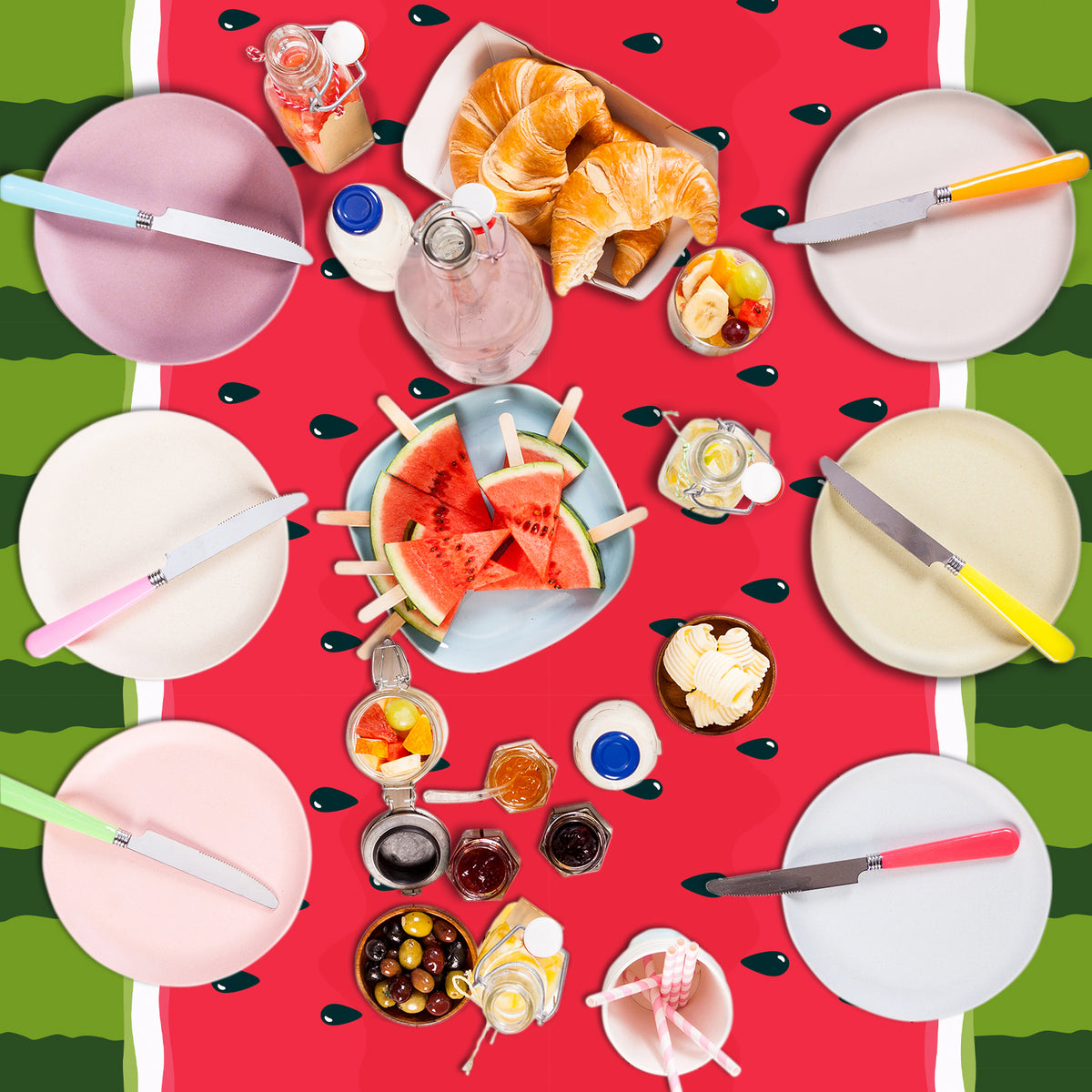 3 Pcs of Watermelon Party Tablecloth Party Supplies 108 x 51 inch