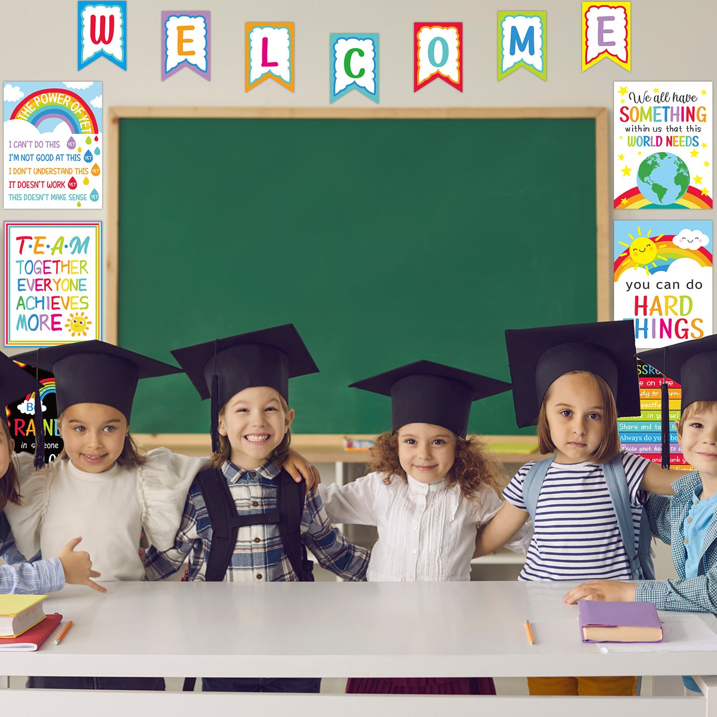 17 Pieces Rainbow Classroom Motivational Posters Welcome Decor Signs
