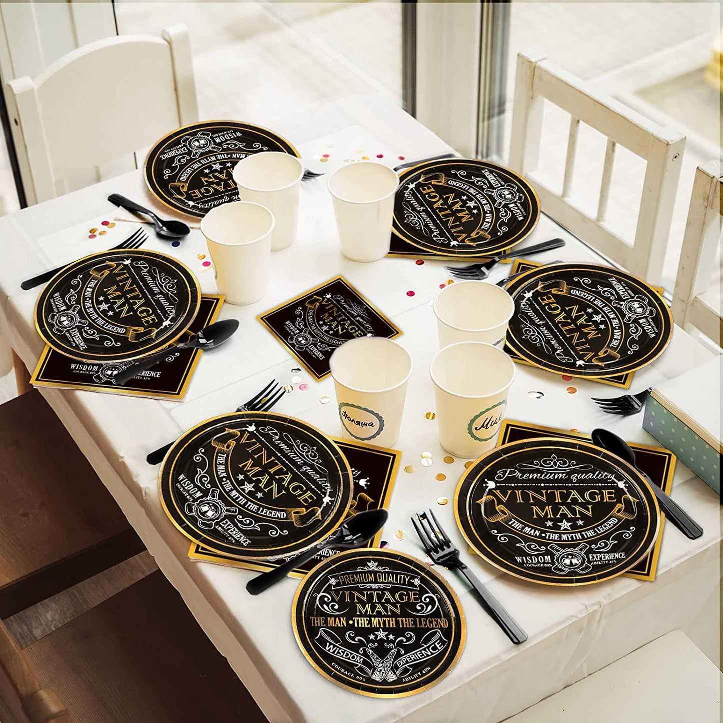 98 Pcs Vintage Aged Party Supplies for 24 Guests