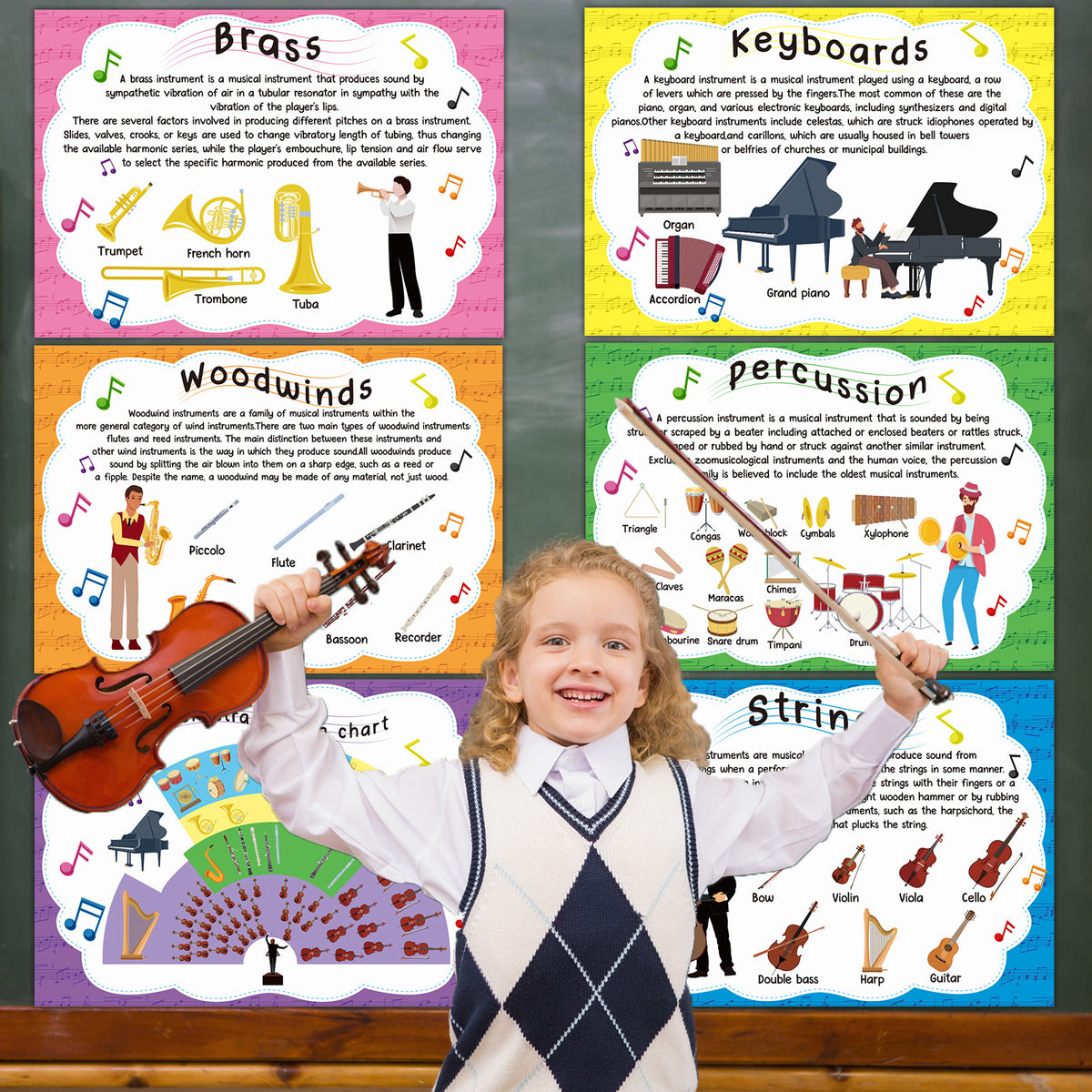 Musical Instruments Bulletin Board Set Orchestra Posters for Classroom Decorations