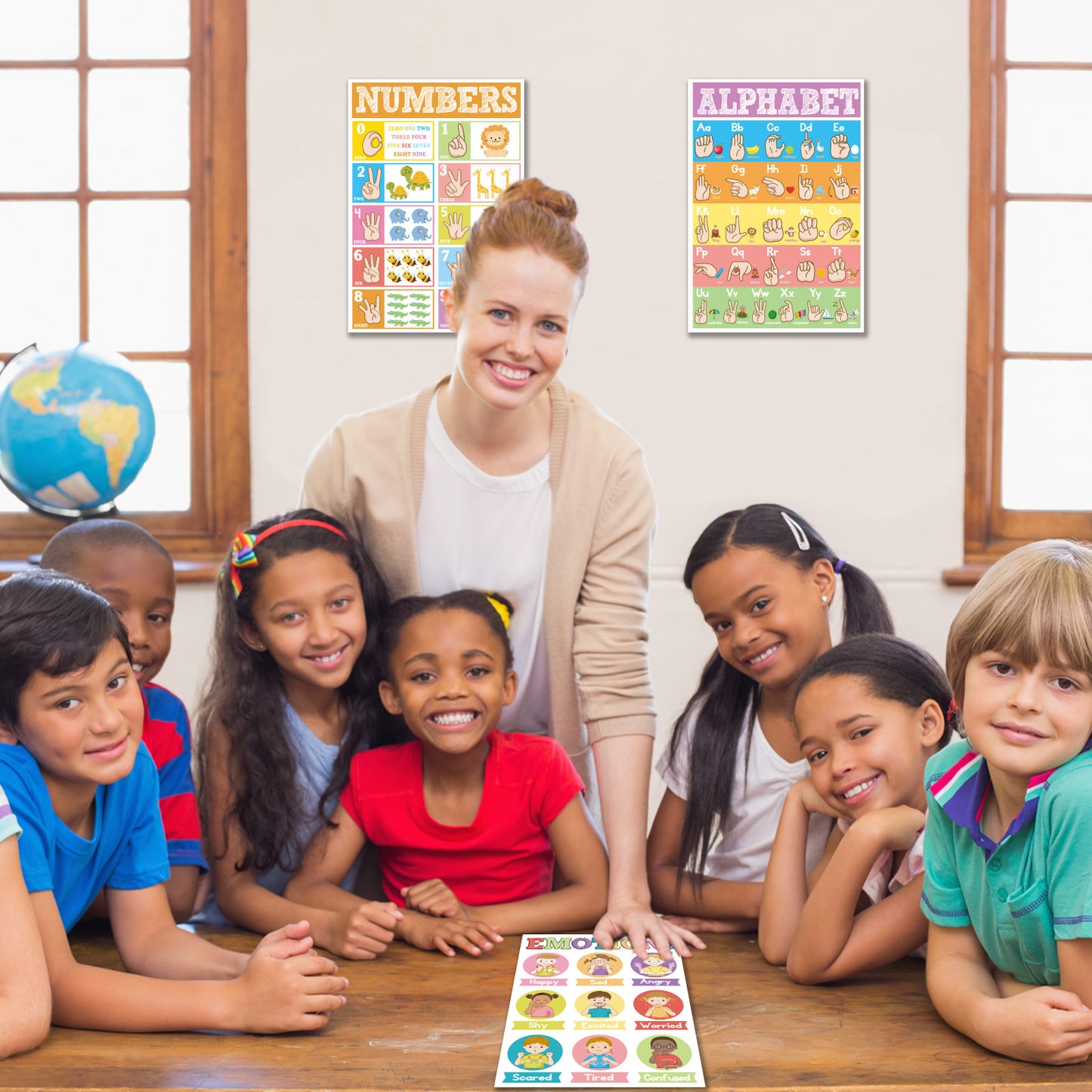 3 Pieces ASL Poster Sign Language Posters for Toddler Kids Students Classroom Decorations