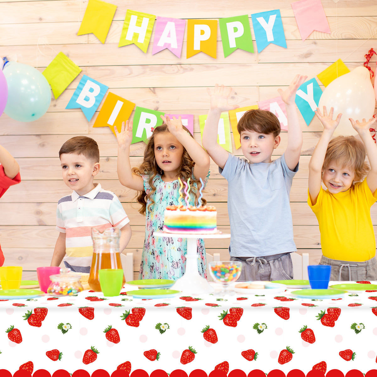 3pcs Strawberry Party Tablecloth party Supplies 108 x 51 Inches