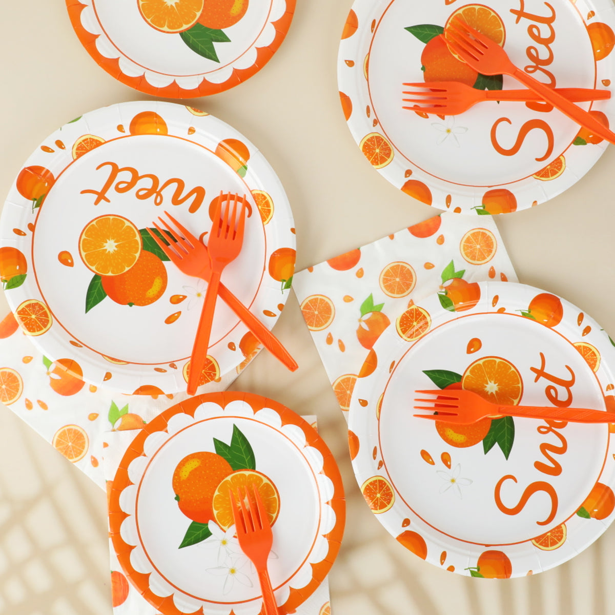 96 Pcs Little Cutie Party Tableware Set Supplies for 24 Guests
