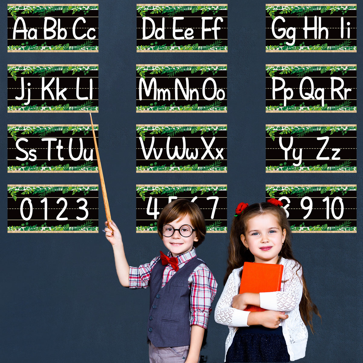 12 Pieces Alphabet Bulletin Board Strips Set Alphabet & Number Border(Simply Boho)