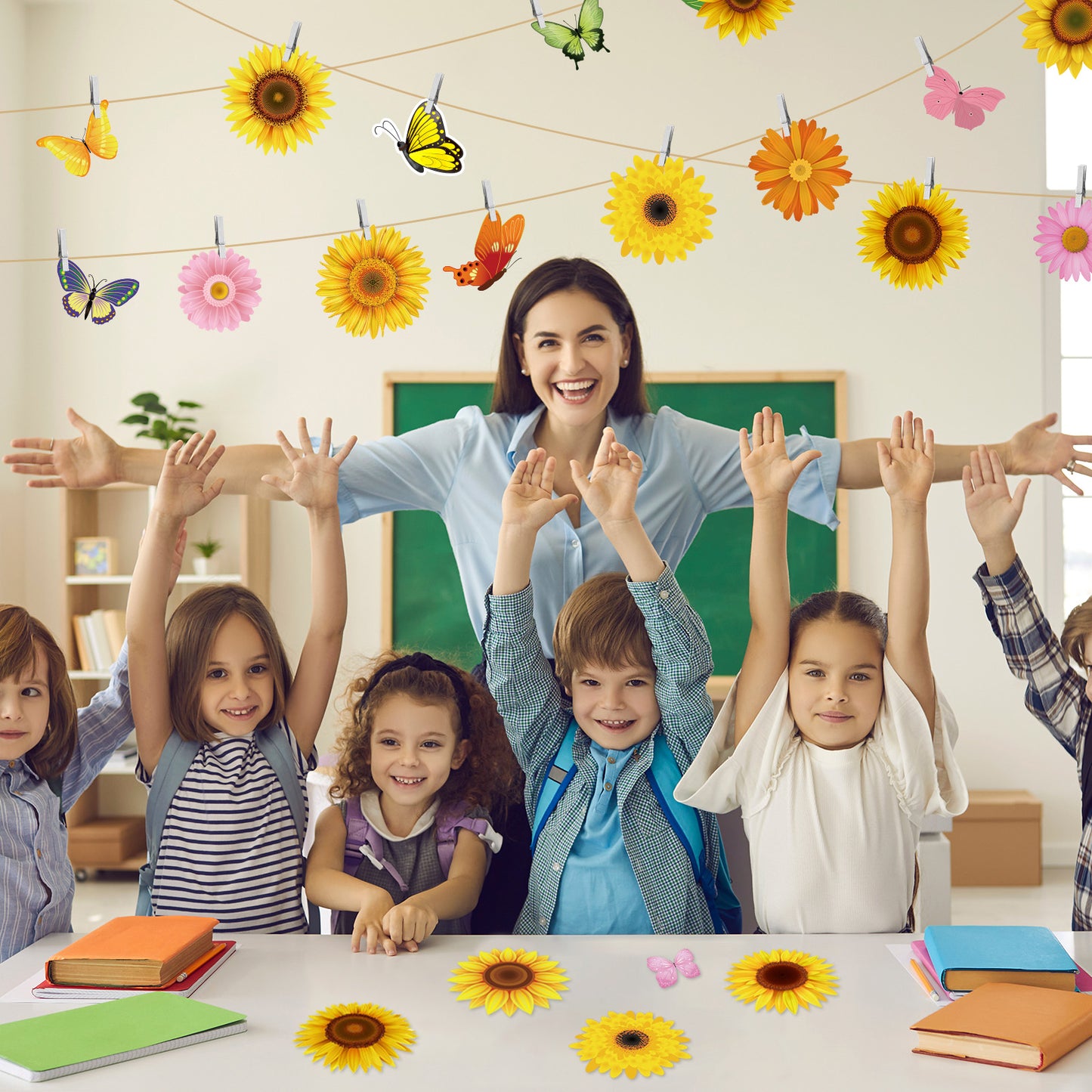 Summer Sunflower Cut-Outs Colorful Gerbera Daisy Flowers Classroom Decoration