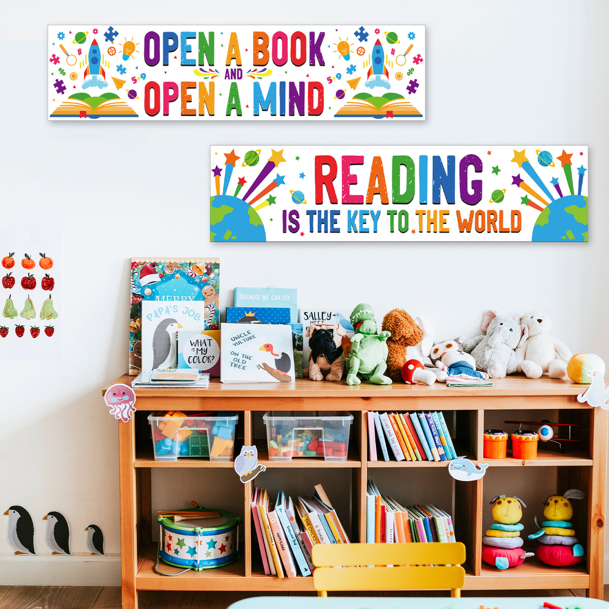 Classroom Decorations Reading Banner Open a Book & Open a Mind