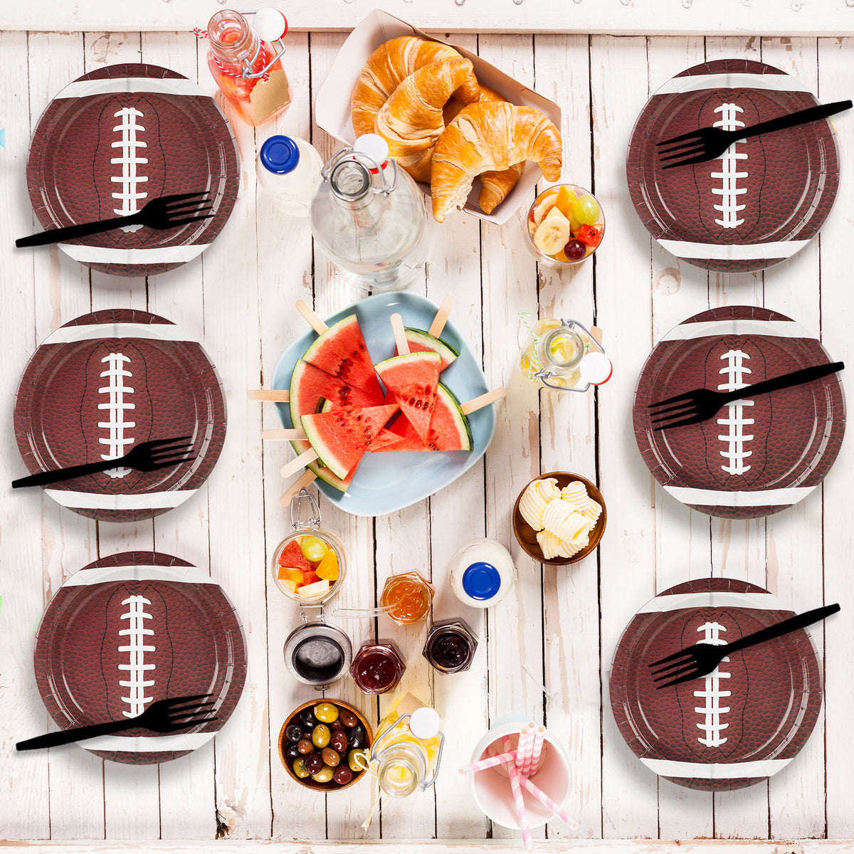 Football Plates - sports or football party Supplies - 24 counts