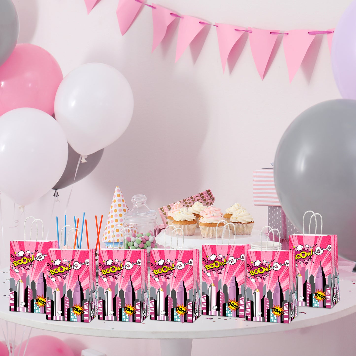 12 Pcs Super Hero Girl Party Supplies Bags