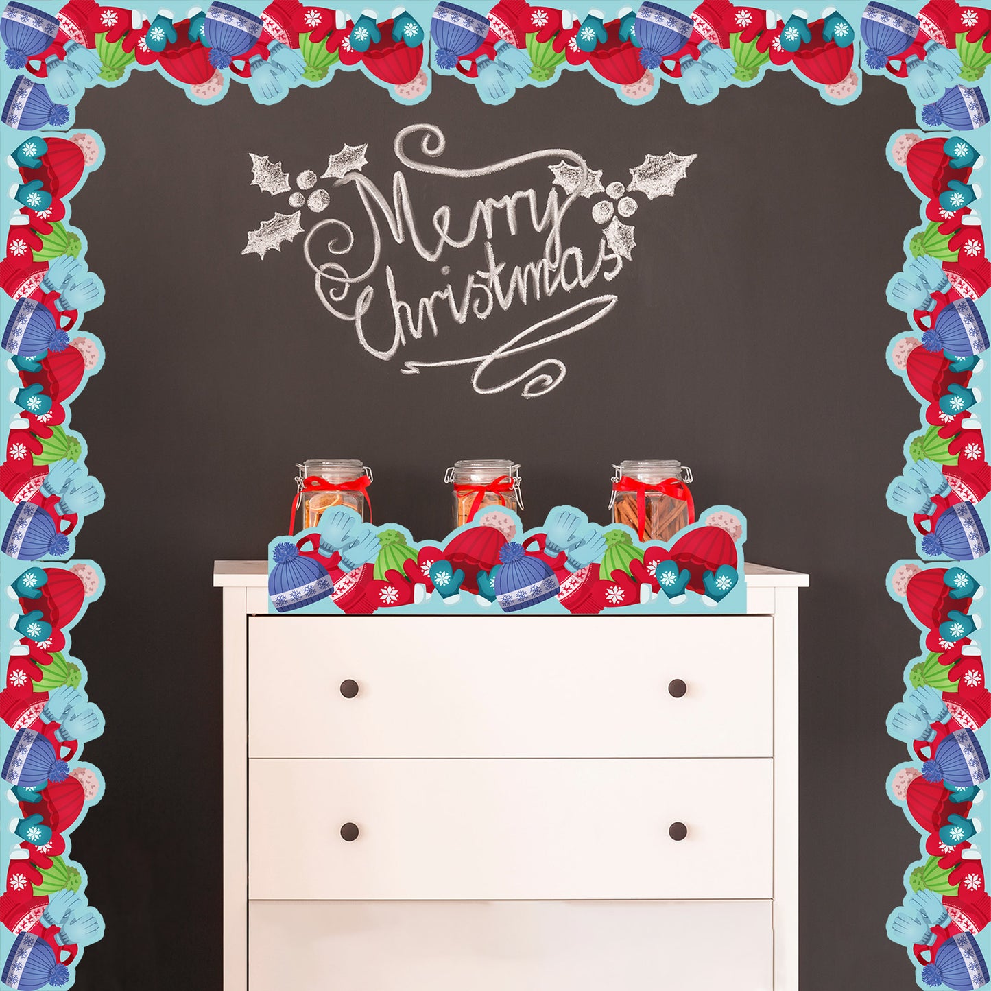 63ft Winter Christmas Bulletin Board Borders Snowman Glove Bulletin Board Decorations