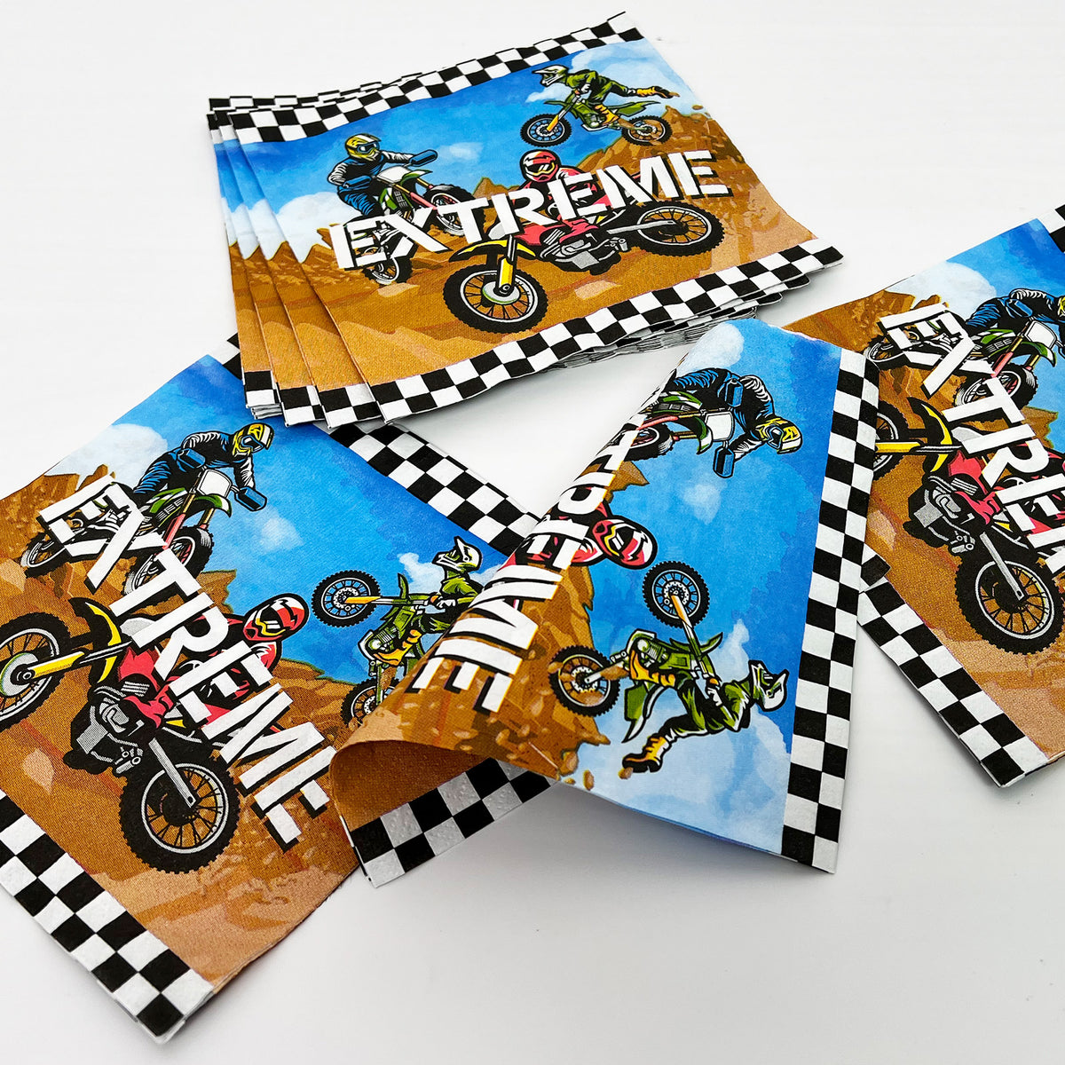Disposable Dirt Bike Theme Party Napkins,Set of 50 Counts