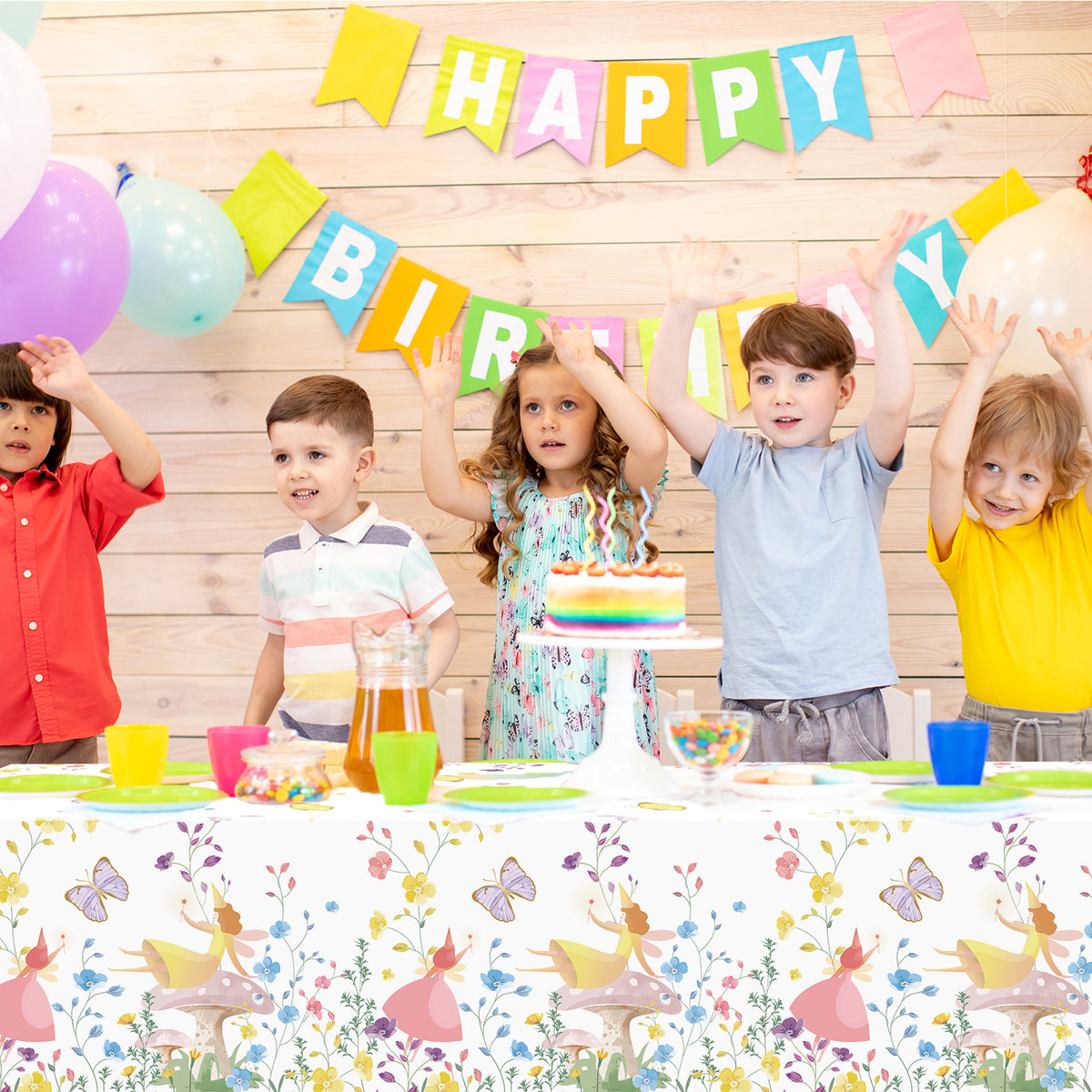 3 Pcs Fairy Tablecloth for Birthday Party 108 x 51 inch