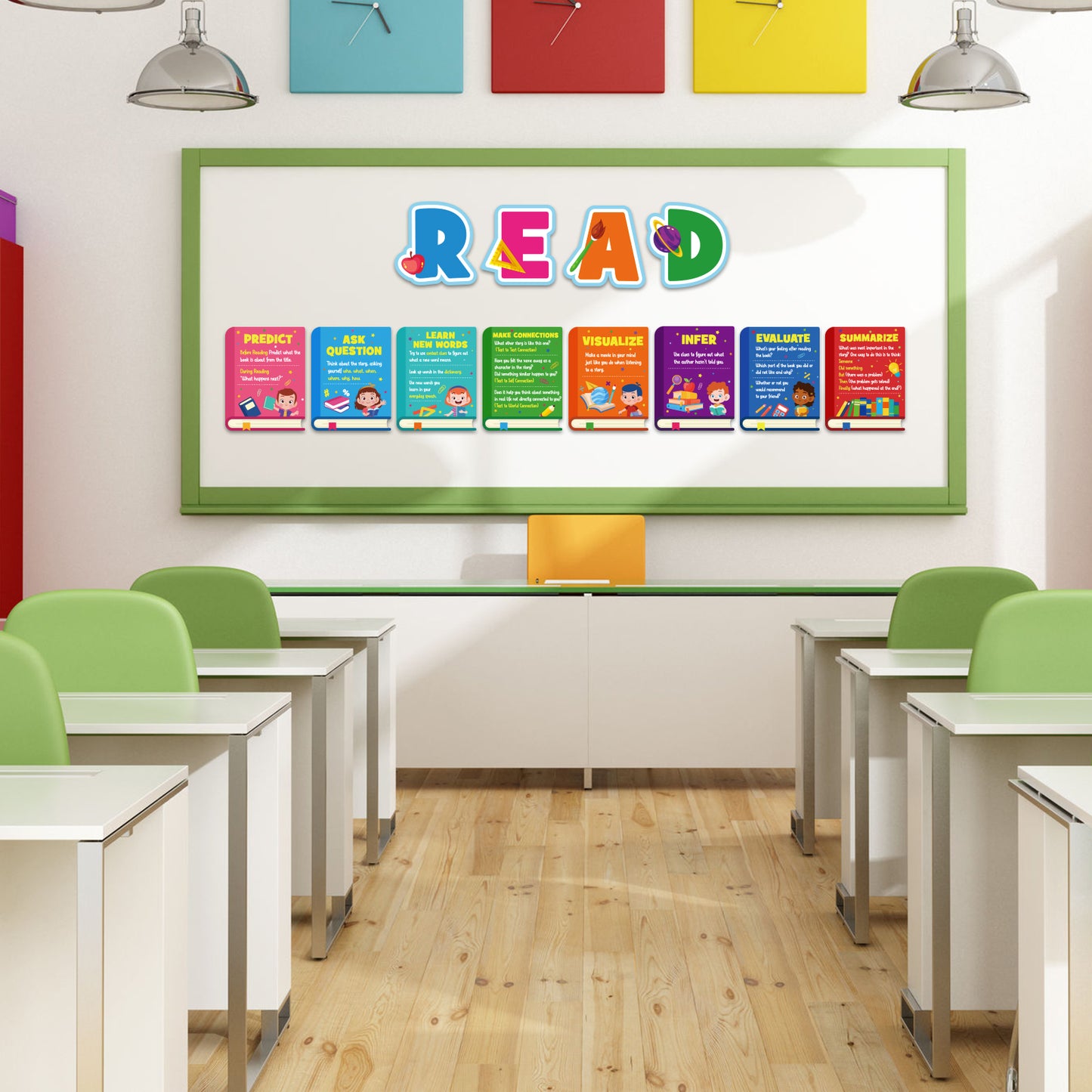 12 Pack Colorful Reading Strategy Posters Classroom Decorations Bulletin Board