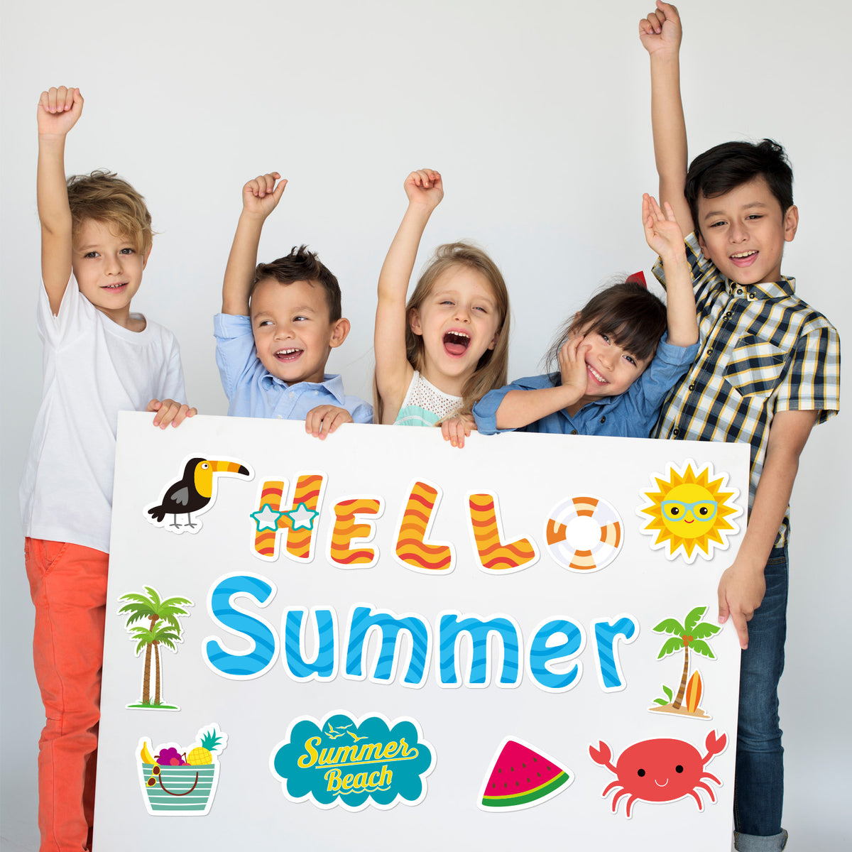 84 Pcs Hello Summer Cut-Outs Colorful Sunflower Inspirational Classroom Decoration