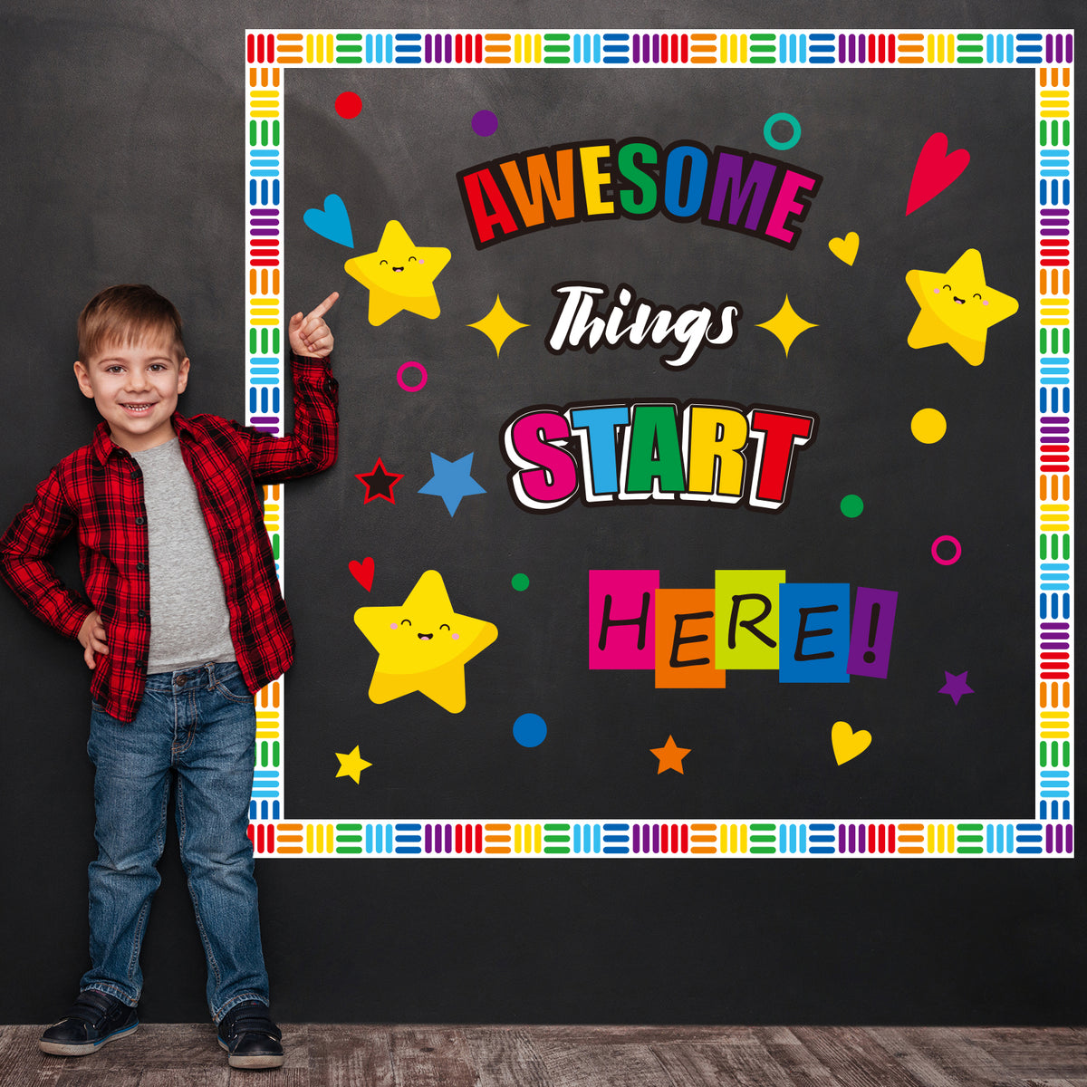 Awesome Things Start Here Classroom Bulletin Board Decoration Set - 152 Pieces