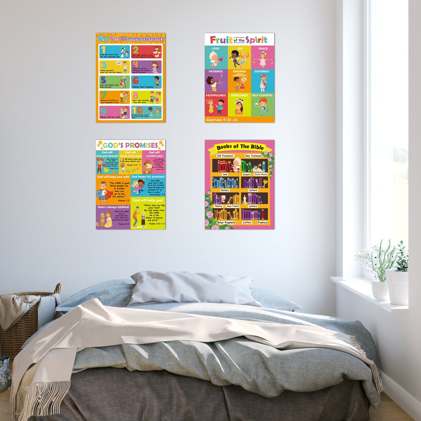 Christian Bible Verse Poster Religious Scripture Wall Classroom Church Home Decoration
