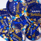 96 Pieces Blue and Gold Birthday Party Tableware Set Paper Plates Napkins Forks for 24 Guests
