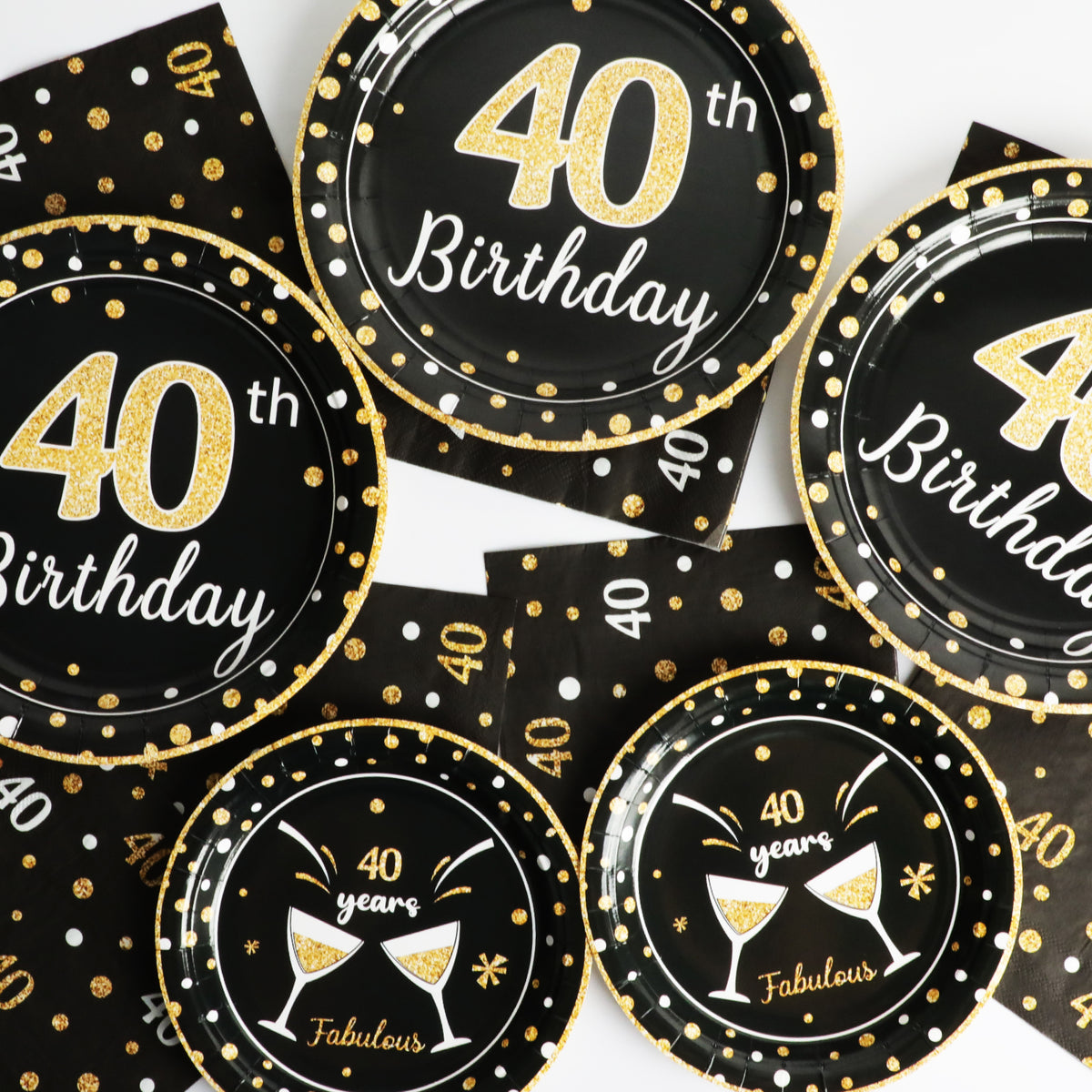 40th Birthday Theme Party Supplies,Plates Napkins Forks Set of 96pcs