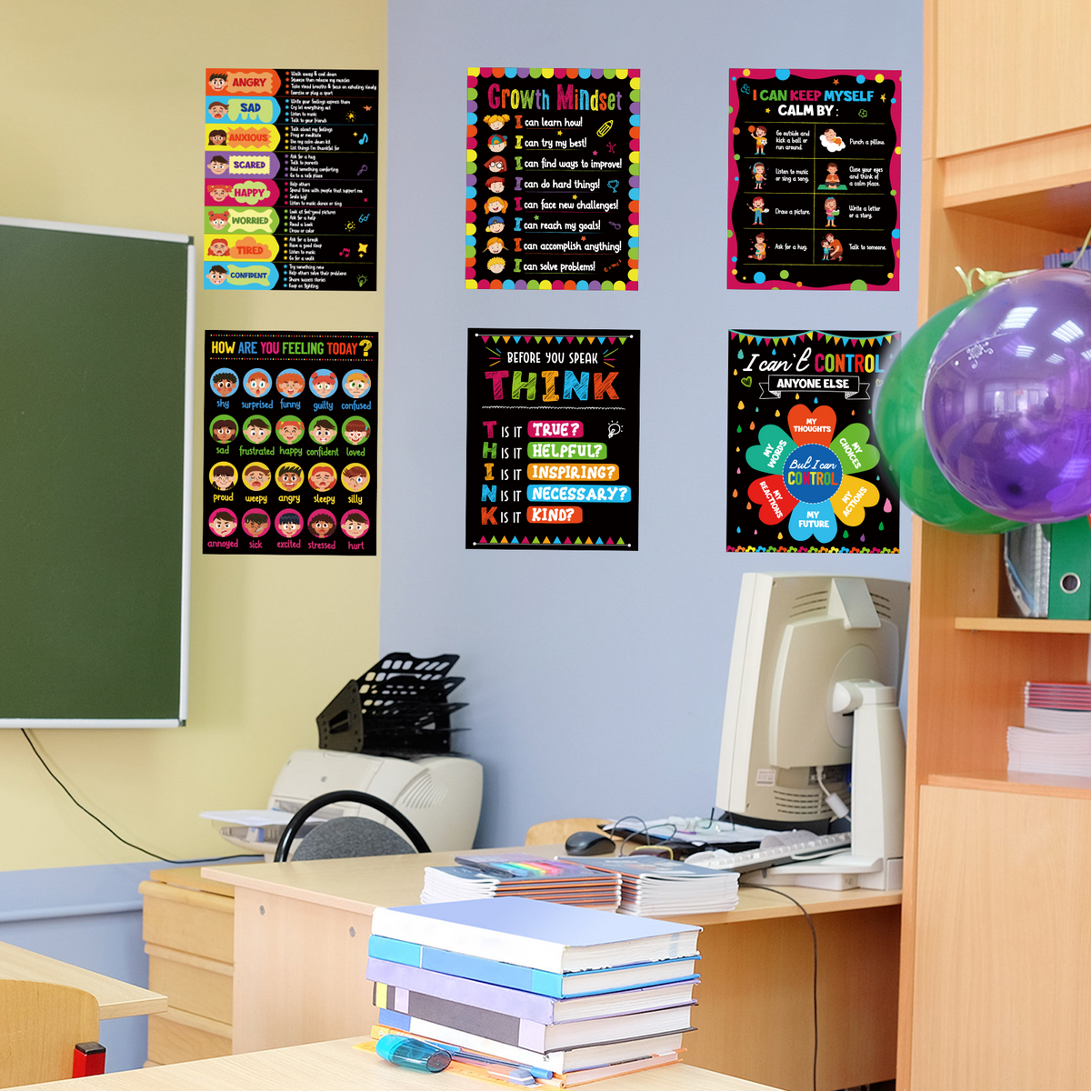 5 Pieces Feeling Management Poster Social Emotional Regulation Banner