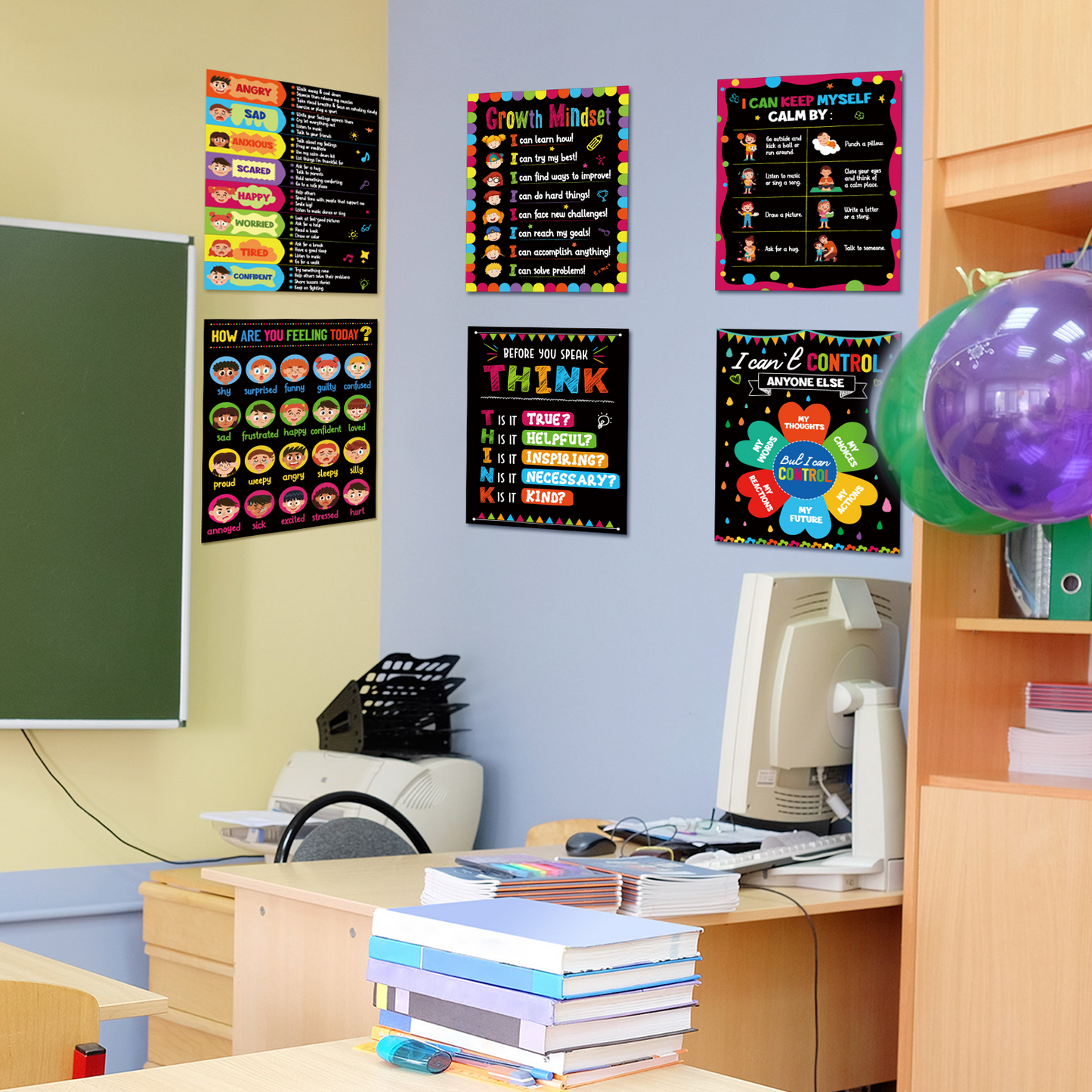 5 Pieces Feeling Management Poster Social Emotional Regulation Banner