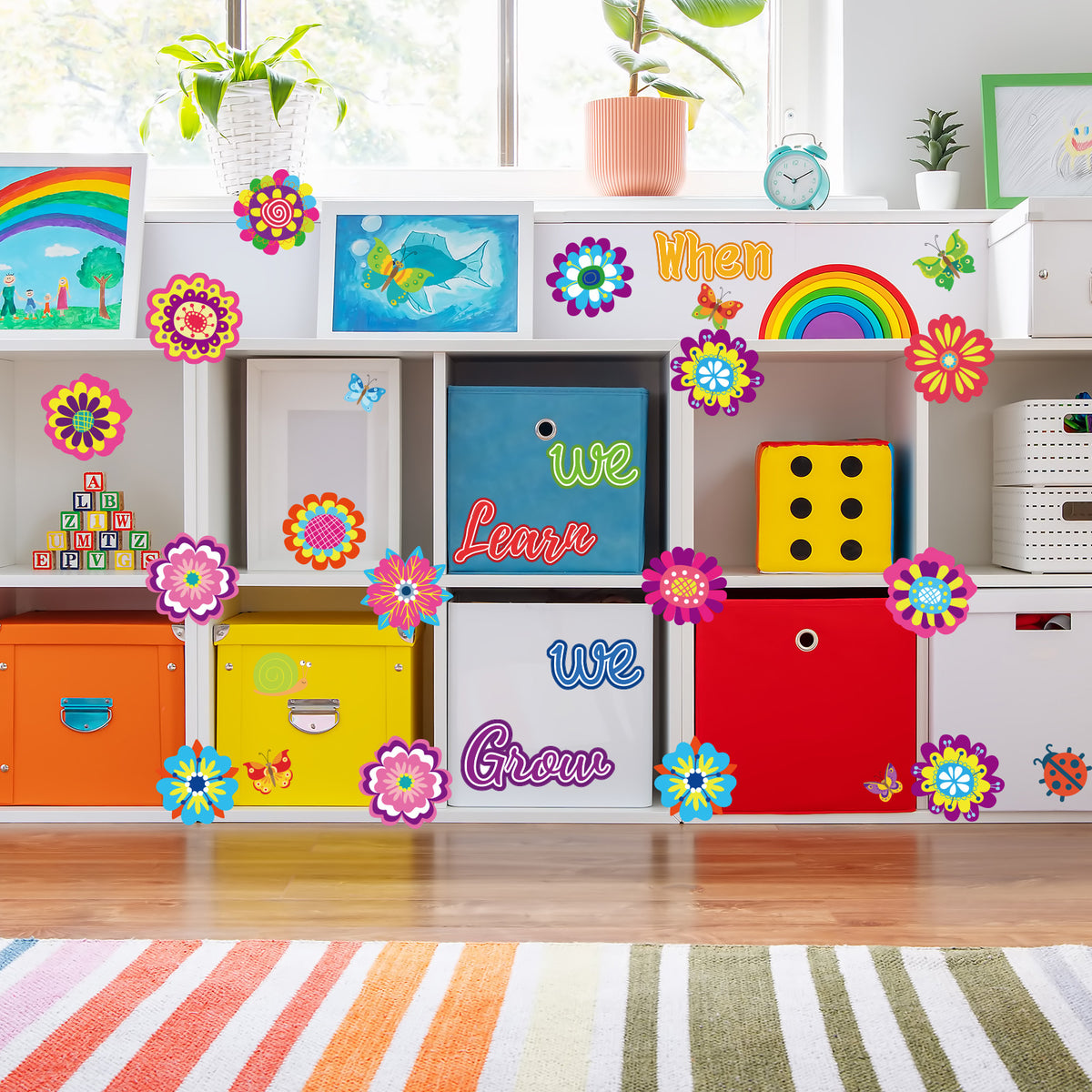 75 Pieces Flowers Cut-Outs Colorful Flowers Classroom Decoration