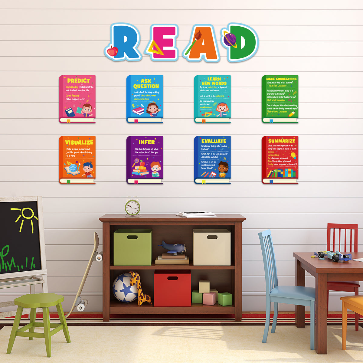 12 Pack Colorful Reading Strategy Posters Classroom Decorations Bulletin Board