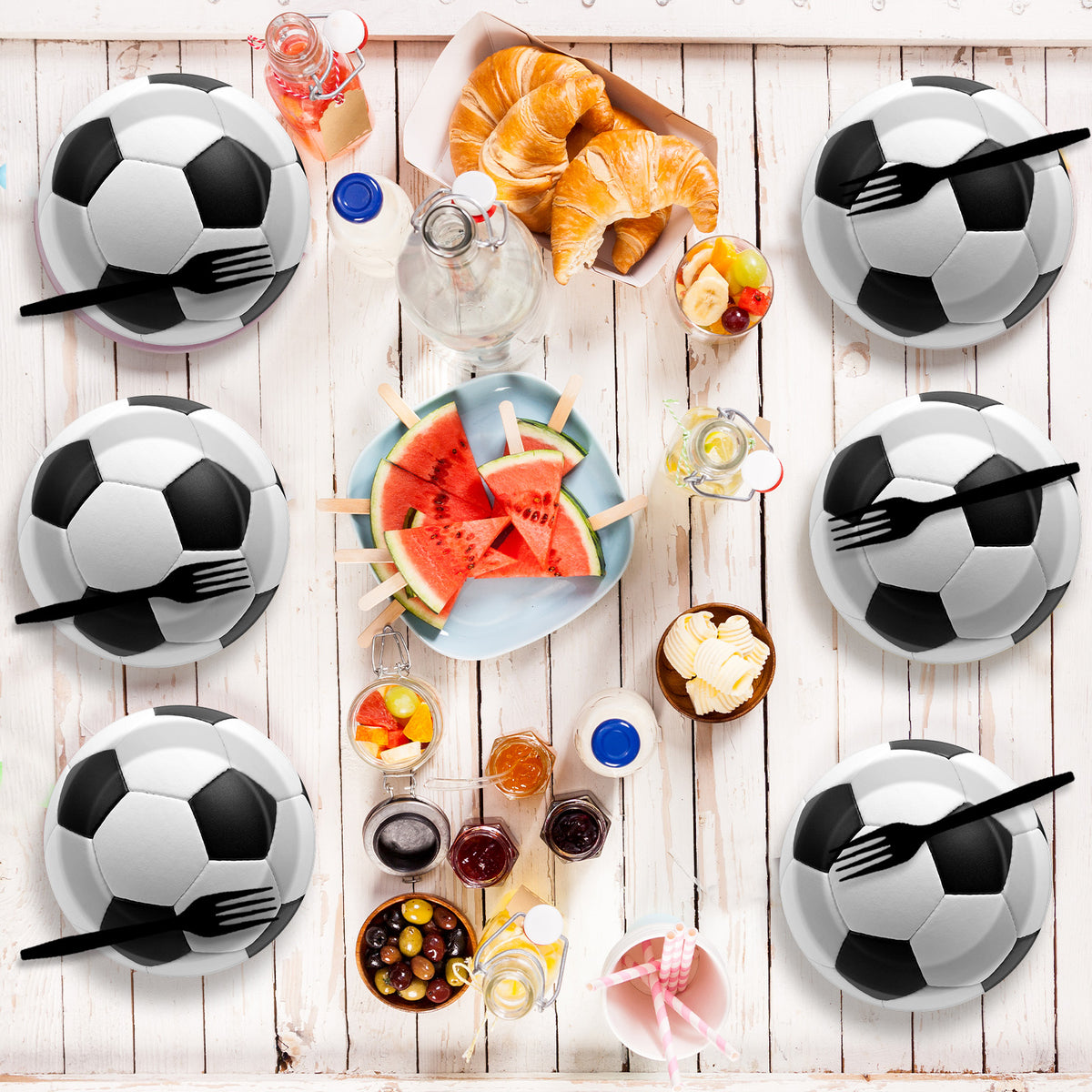 Disposable Soccer Party Dessert Plates,Set of 24