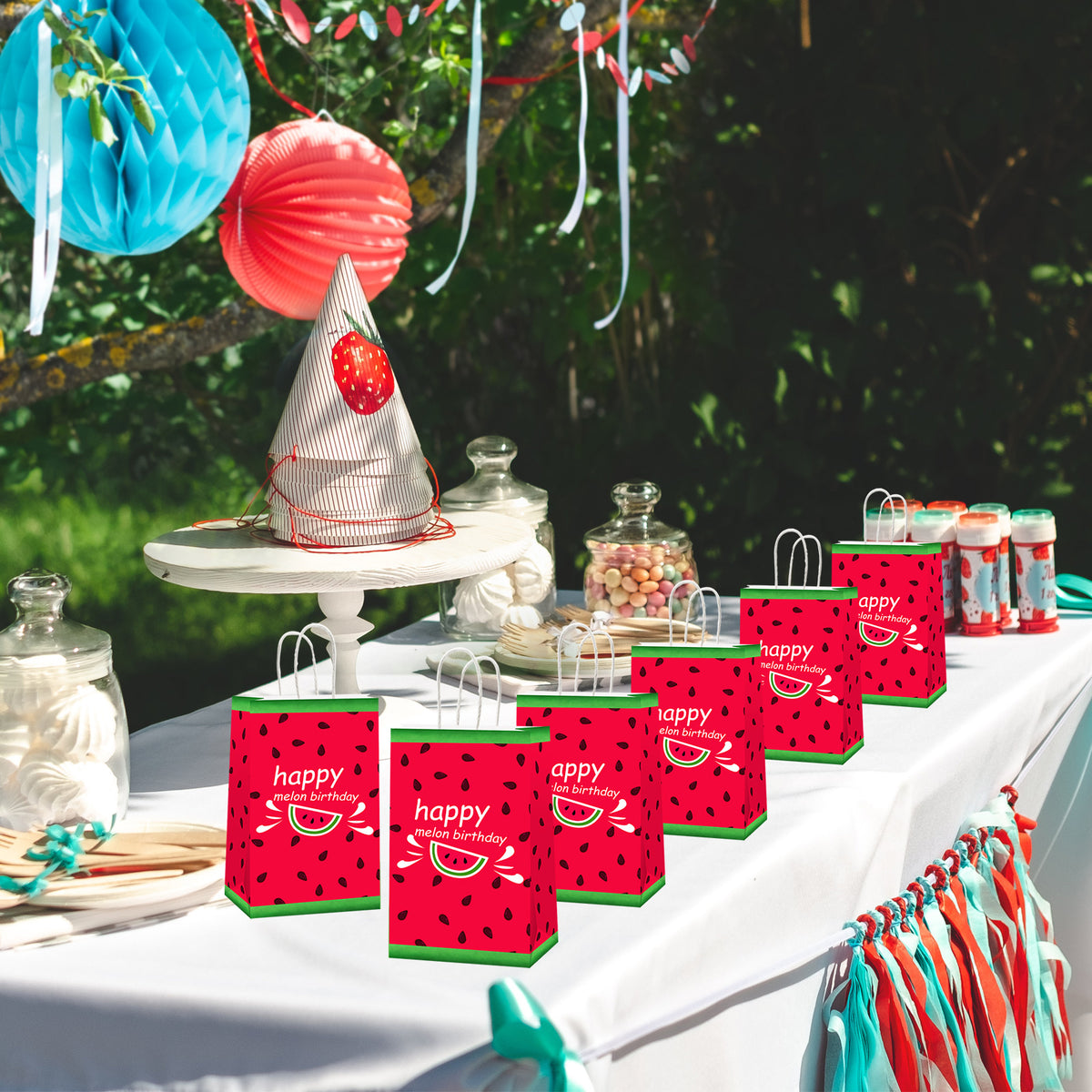 12 Pieces Watermelon Party Favor Bags Supplies