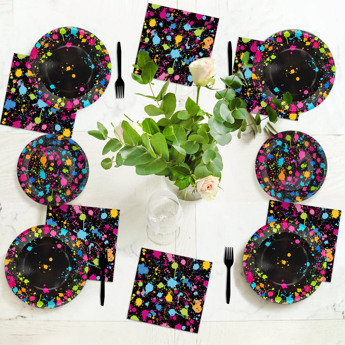 Disposable Glow Theme Party Napkins,Set of 50 Counts