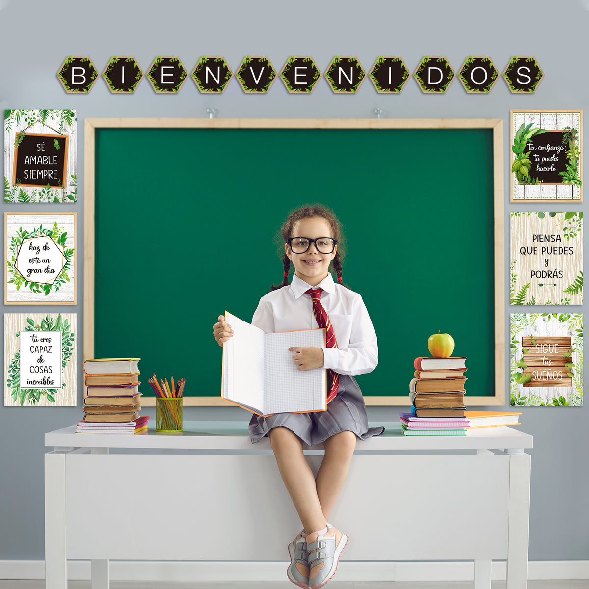 19 Pieces Bienvenidos Inspirational Spanish Posters Spanish Classroom Decorations