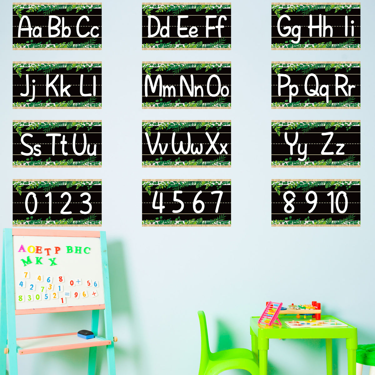 12 Pieces Alphabet Bulletin Board Strips Set Alphabet & Number Border(Simply Boho)