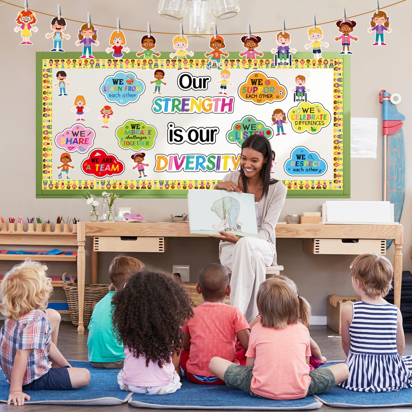 66 Pieces Diversity Bulletin Board Decoration Set (Our Diversity is Our Strength)