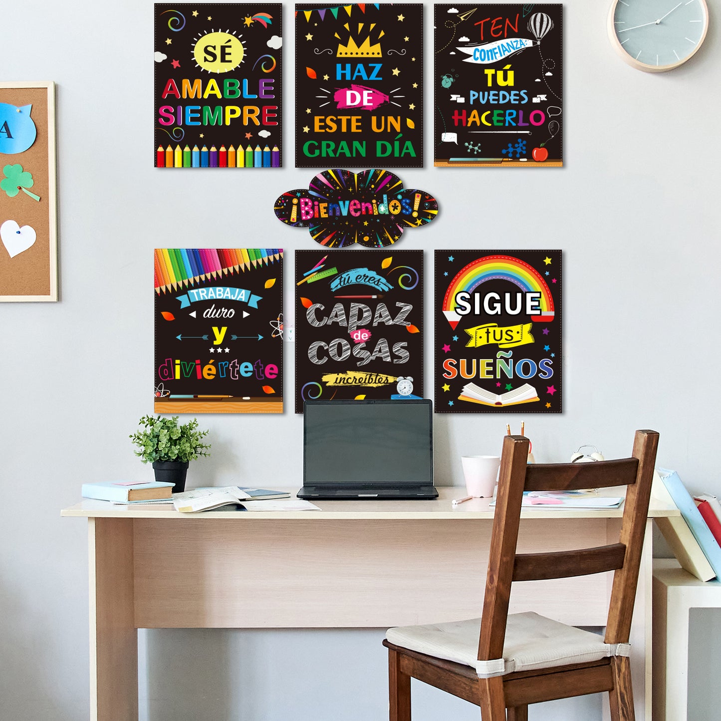 7 Pieces Bienvenidos Sign Spanish Posters Spanish Inspirational Posters
