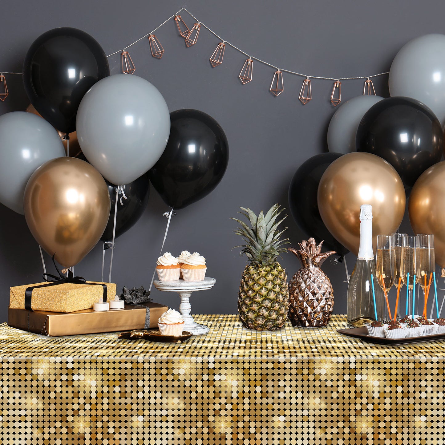 Set of 3 Disco Themed Party Table Cover Decorations 108 x 51 inch