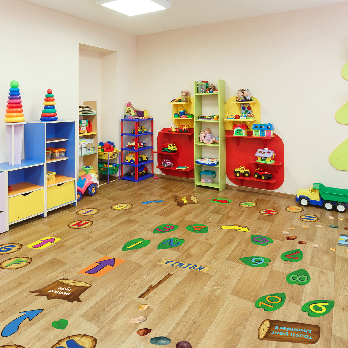115 Pieces Alphabet and Number DIY Hopscotch Education Floor Decal Jungle Hopping Game