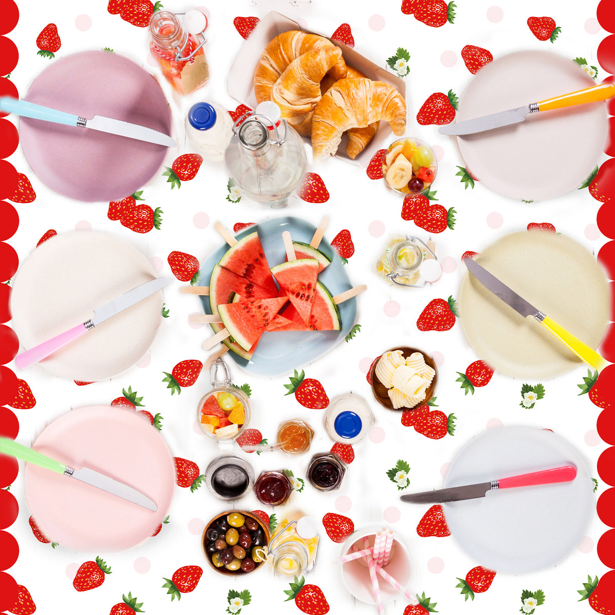 3pcs Strawberry Party Tablecloth party Supplies 108 x 51 Inches