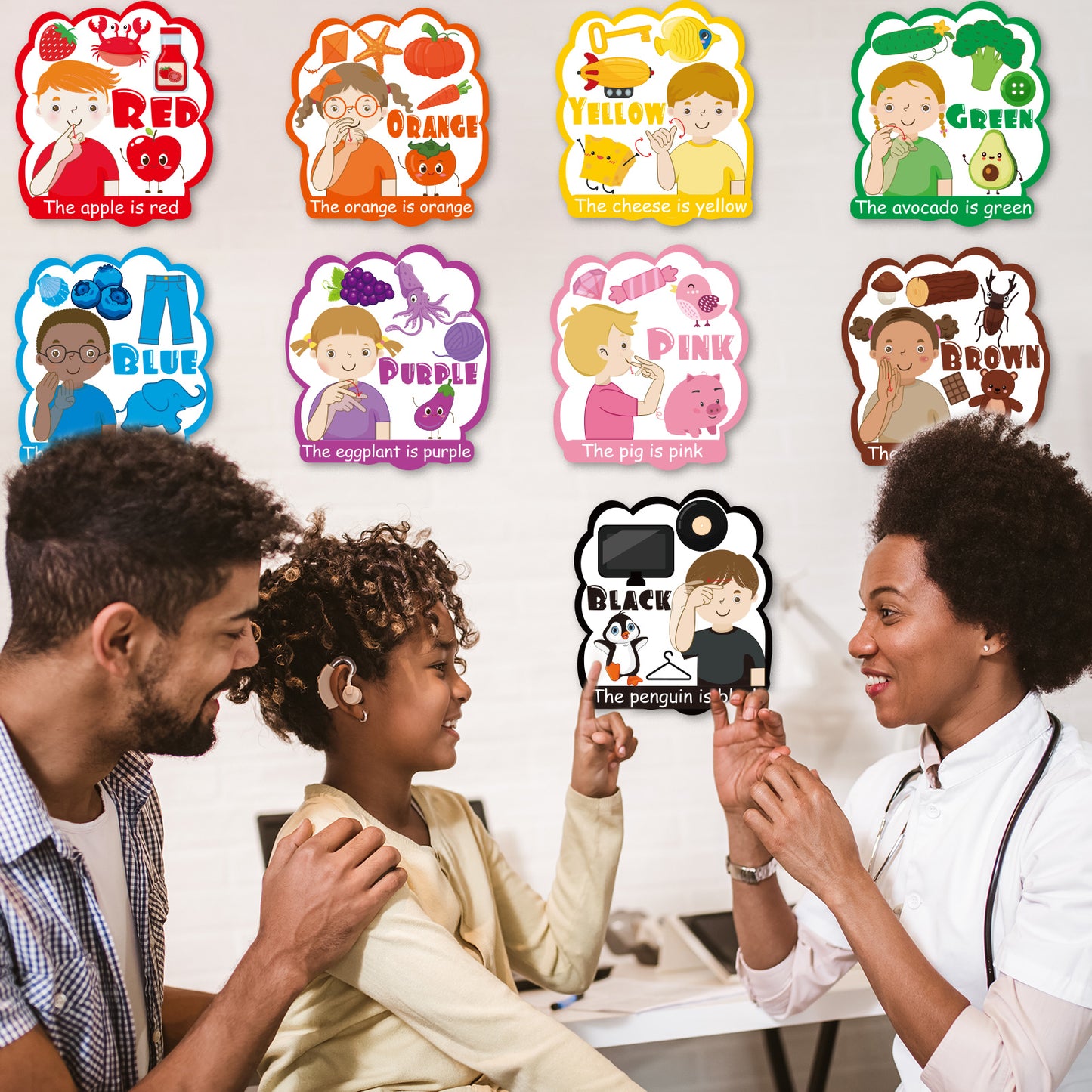 9 Pieces ASL Colour Posters Color Bulletin Board Set