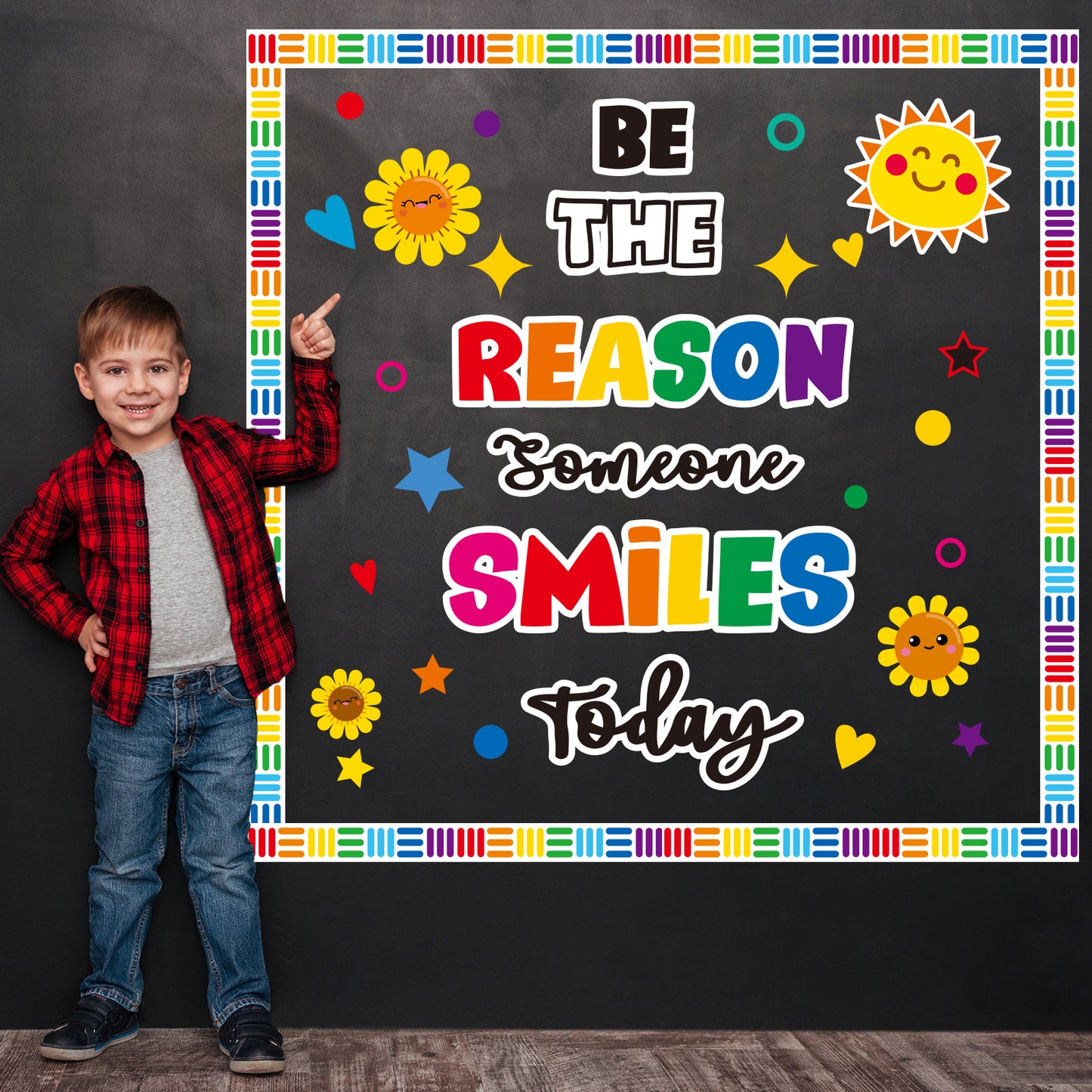 Be The Reason Someone Smile Today Classroom Bulletin Board Decoration Set - 152 Pieces