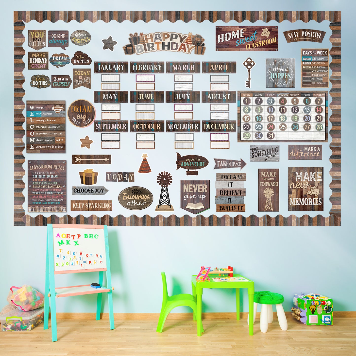 Classroom Environment Decor Set Industrial Chic Bulletin Board Decorations