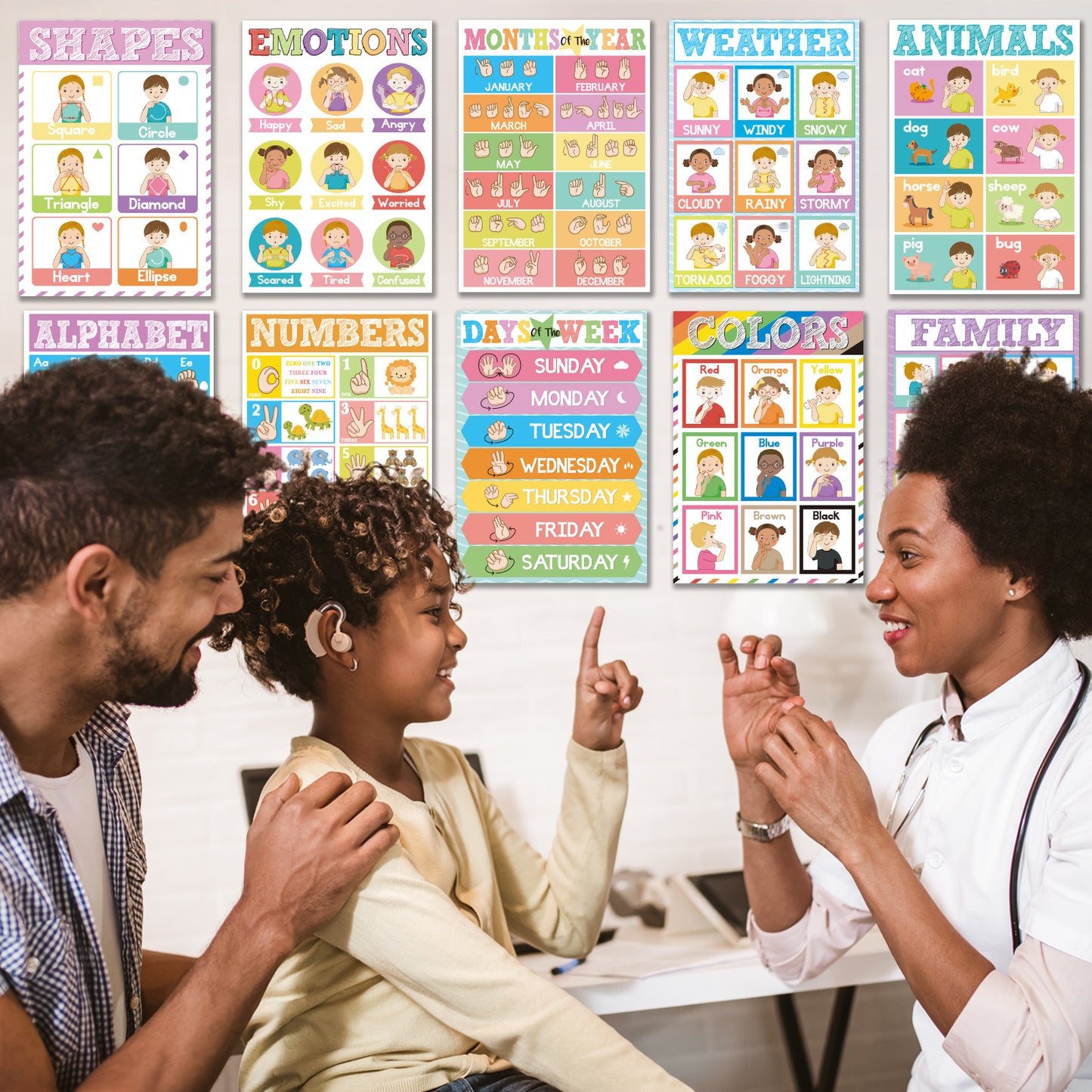 ASL Poster Sign Language Flash Cards American Sign Language Posters