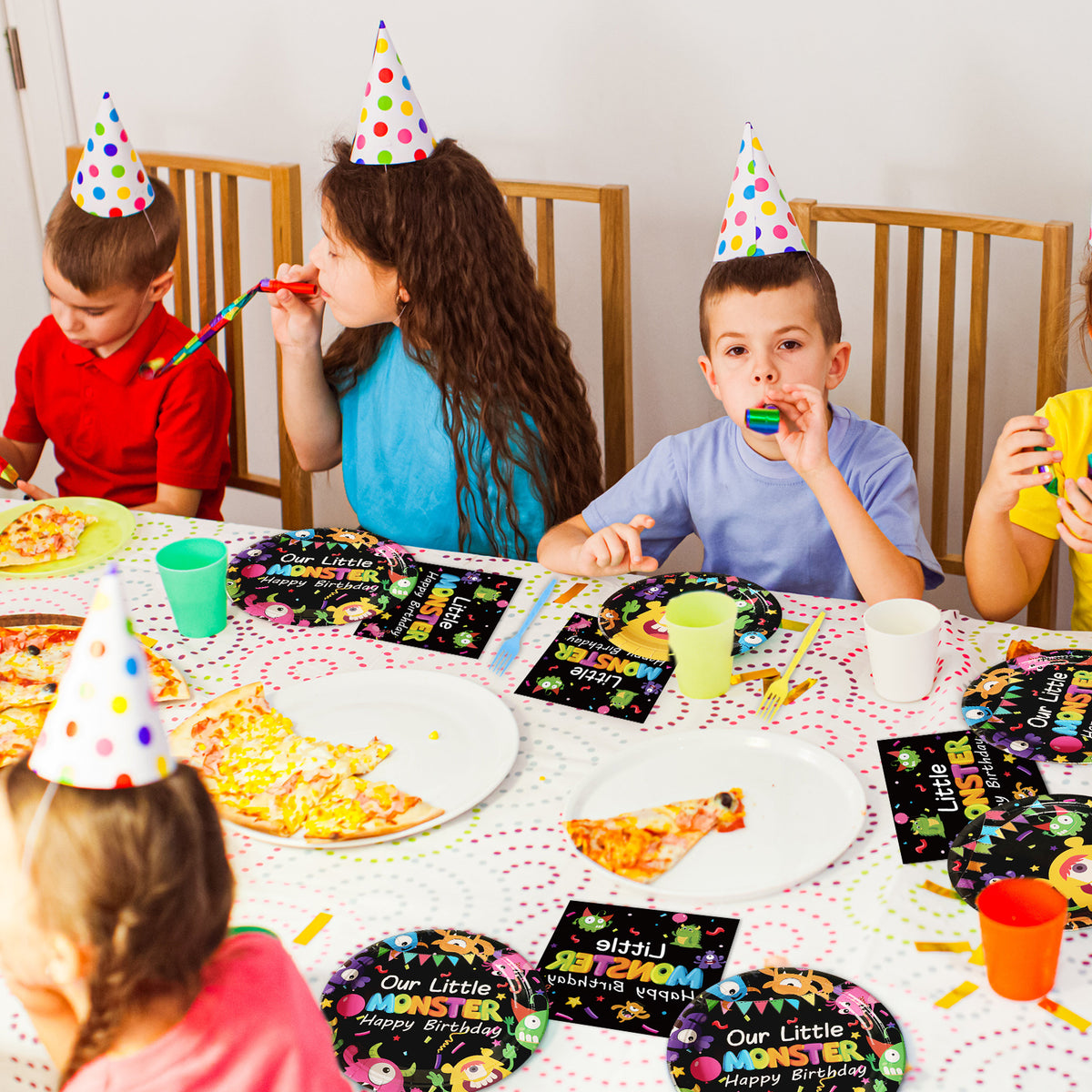 96 Pcs Monster Party Tableware Set  Decoration Supplies for 24 Guests