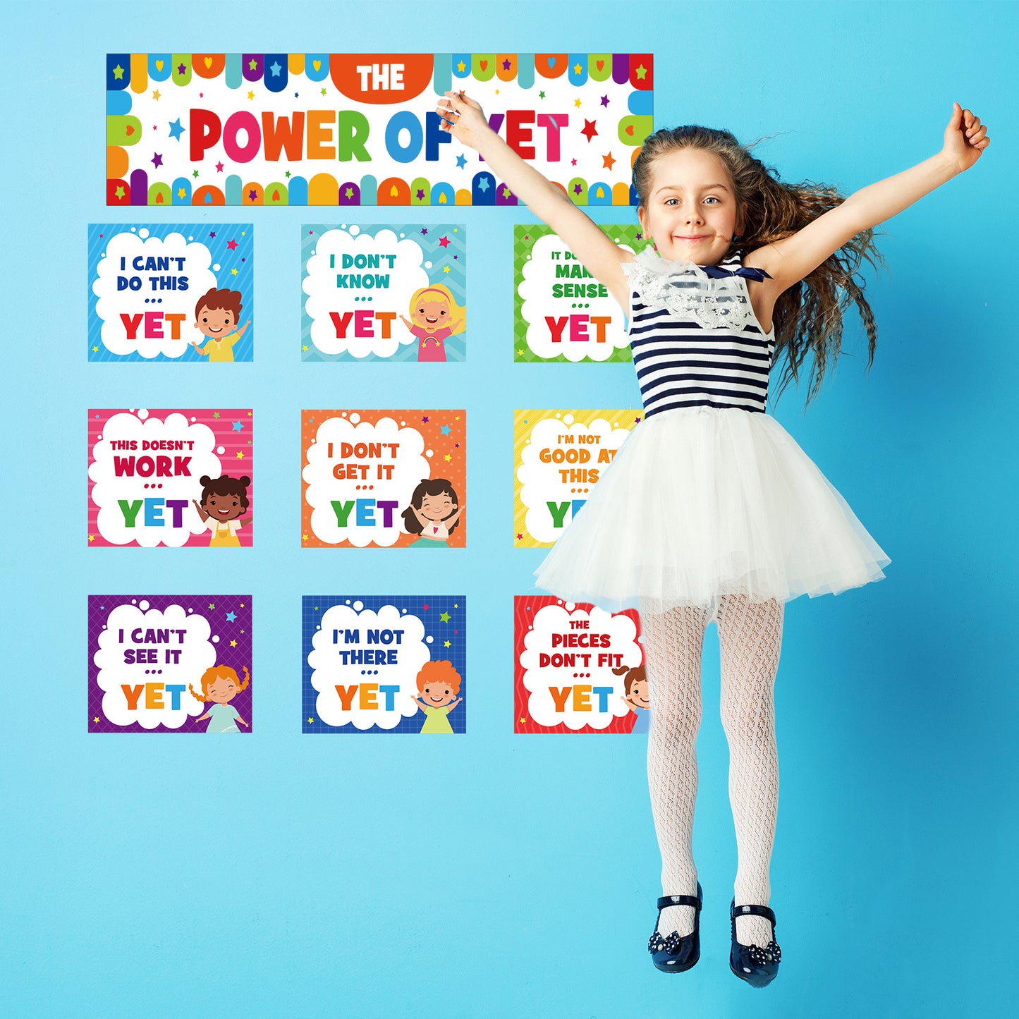 Growth Mindset Posters The Power of Yet Classroom Bulletin Board Banner