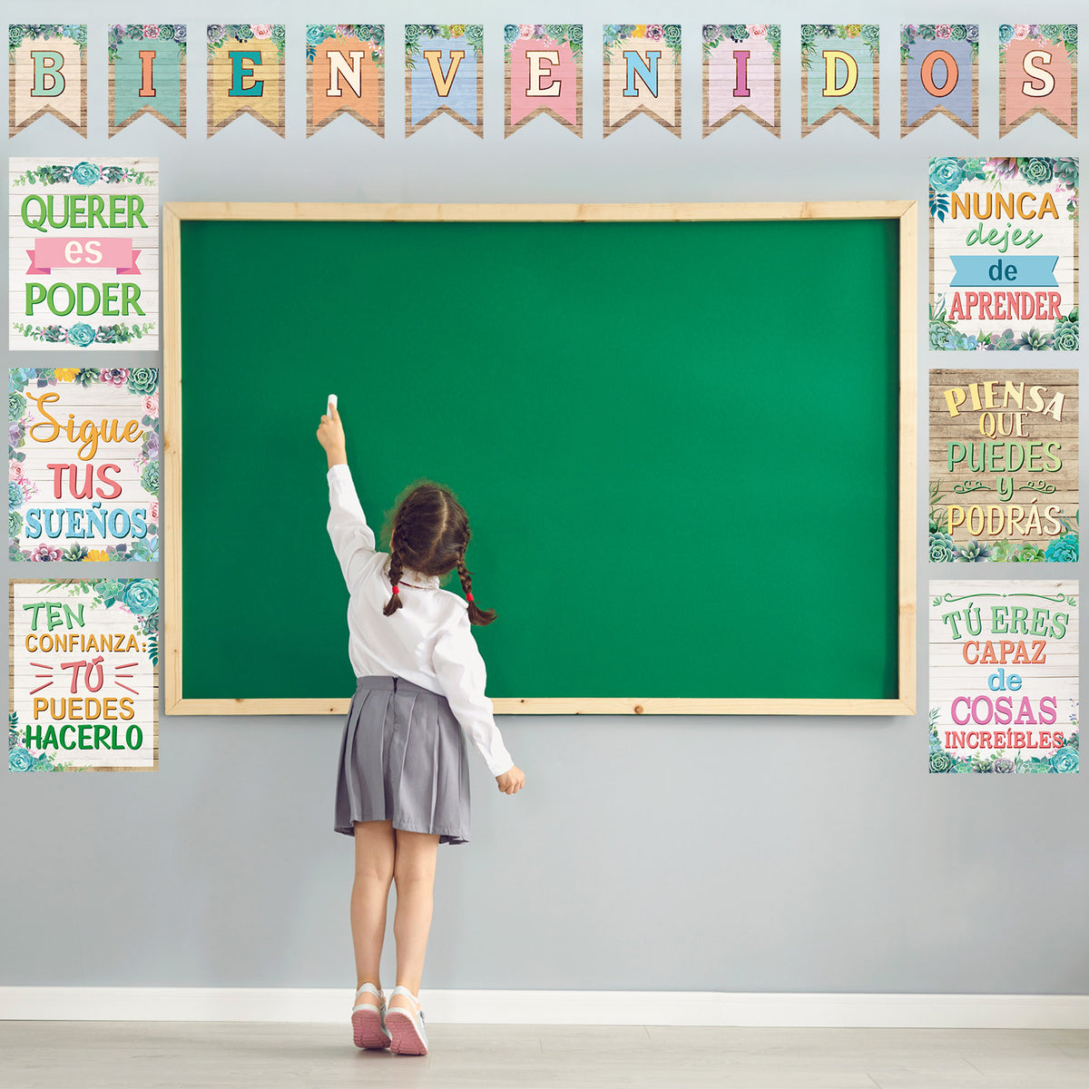 21 Pieces Bienvenidos Inspirational Spanish Posters Spanish Classroom Decorations