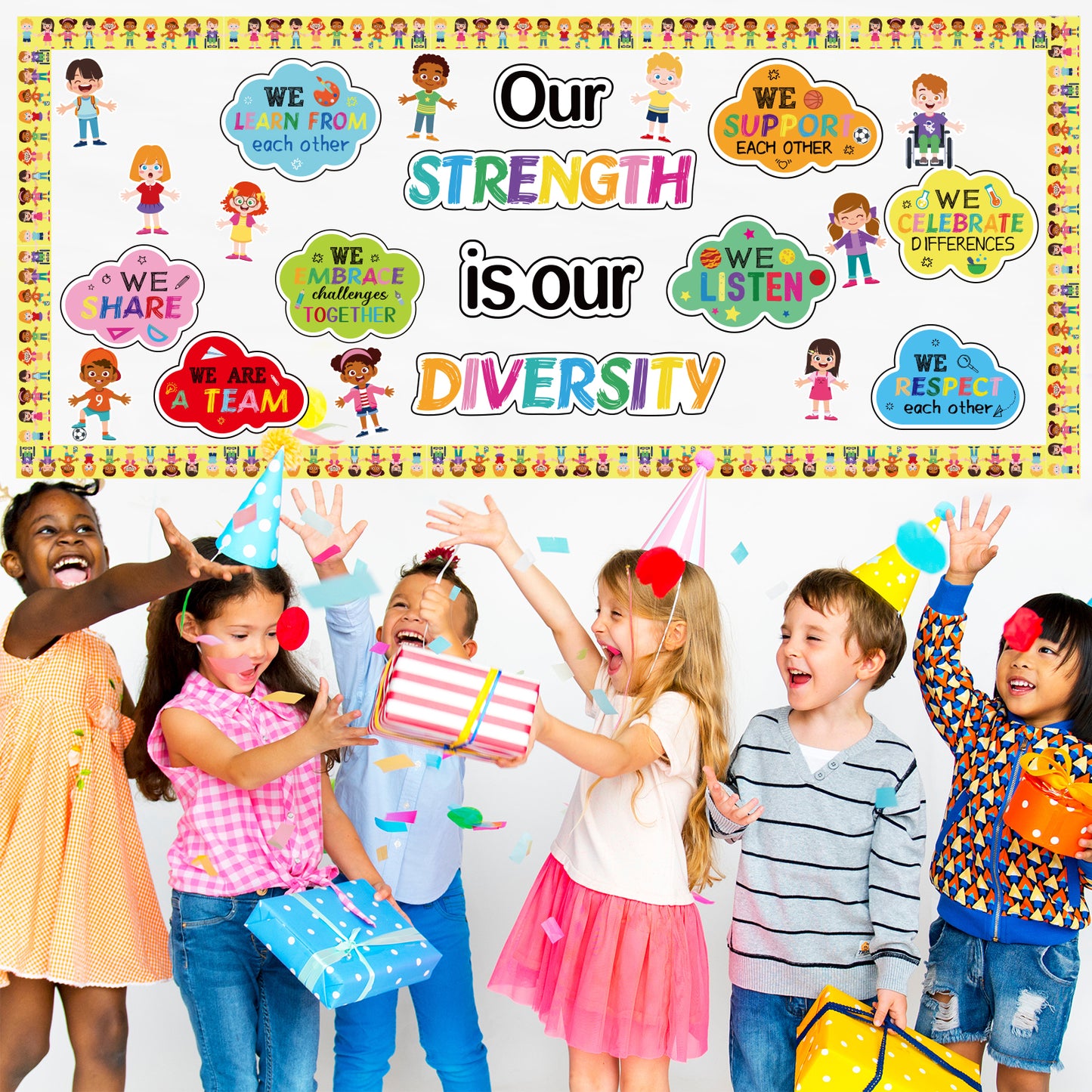 66 Pieces Diversity Bulletin Board Decoration Set (Our Diversity is Our Strength)