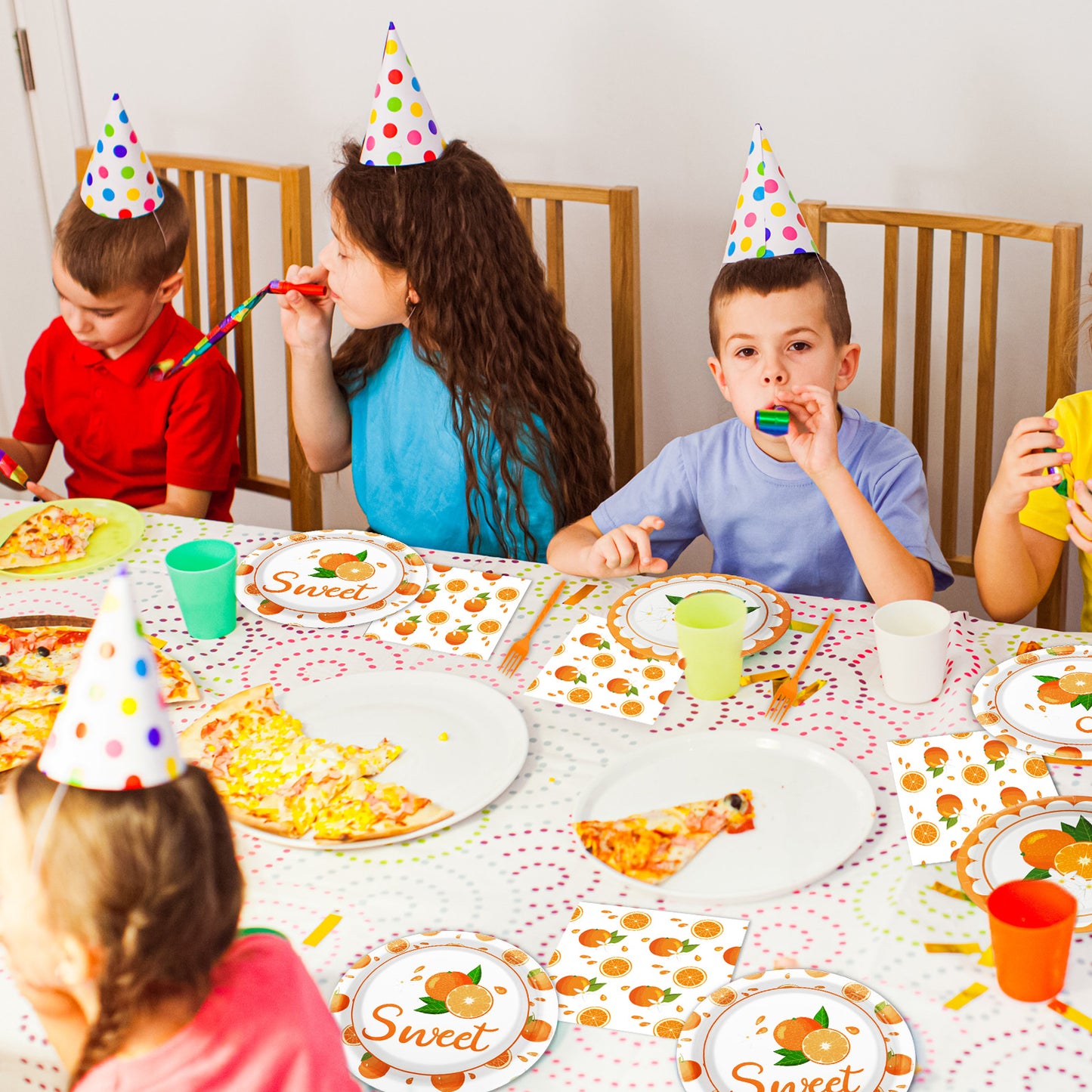 96 Pcs Little Cutie Party Tableware Set Supplies for 24 Guests