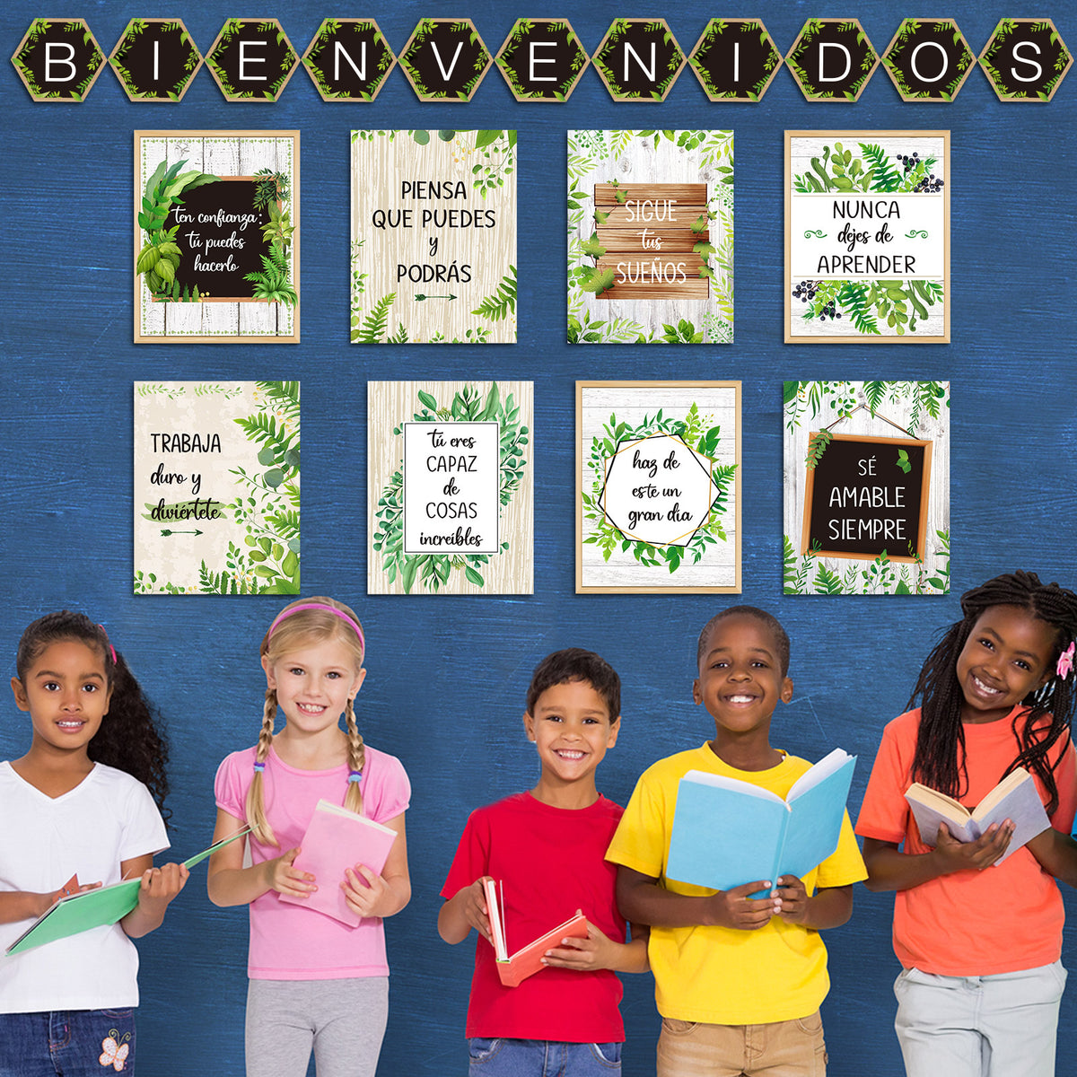 19 Pieces Bienvenidos Inspirational Spanish Posters Spanish Classroom Decorations