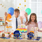 96 Pieces Blue and Gold Birthday Party Tableware Set Paper Plates Napkins Forks for 24 Guests